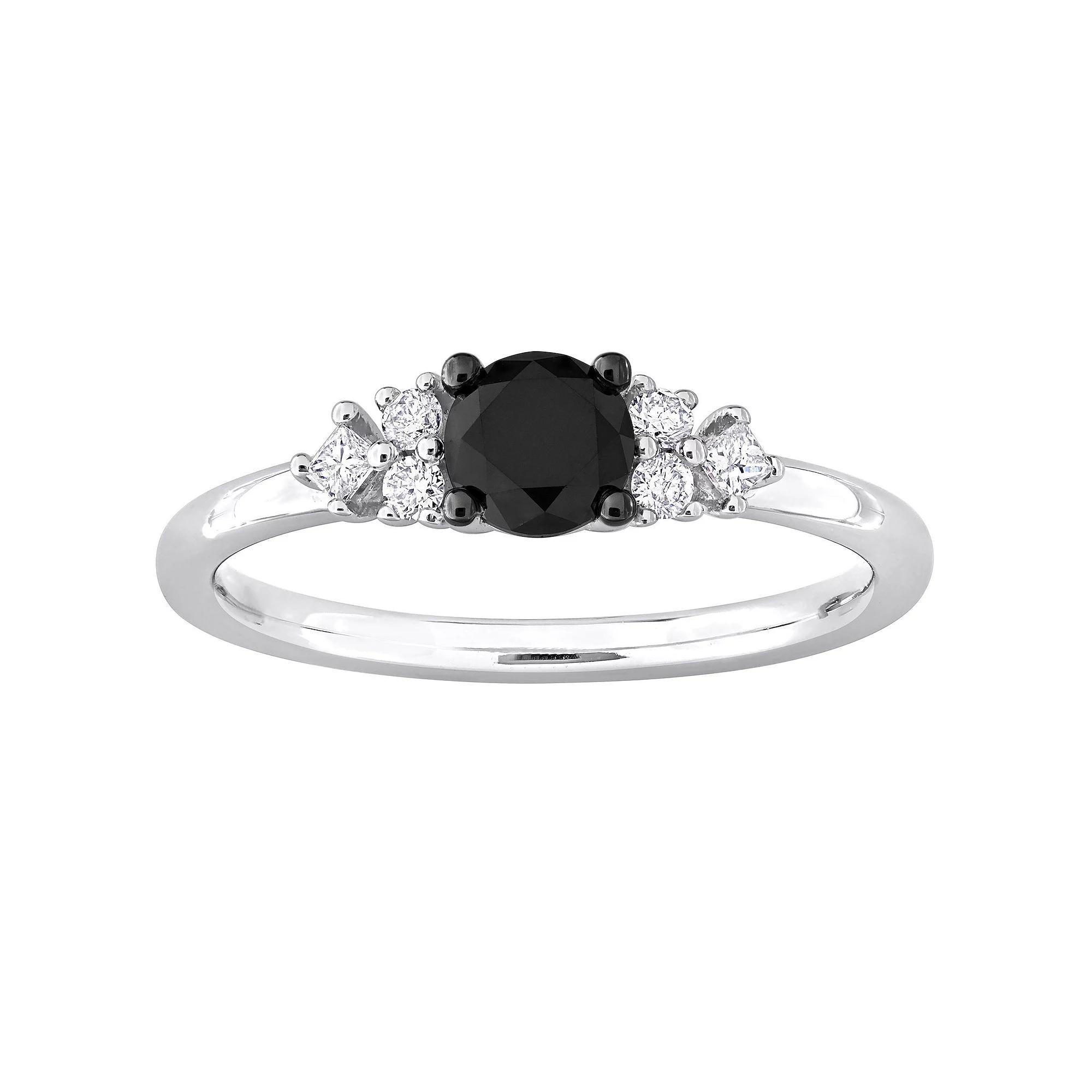 Stella Grace 14k White Gold 5/8 Carat T.W. Black & White Diamond Engagement Ring, Women's, Size: 7.50 Product Image