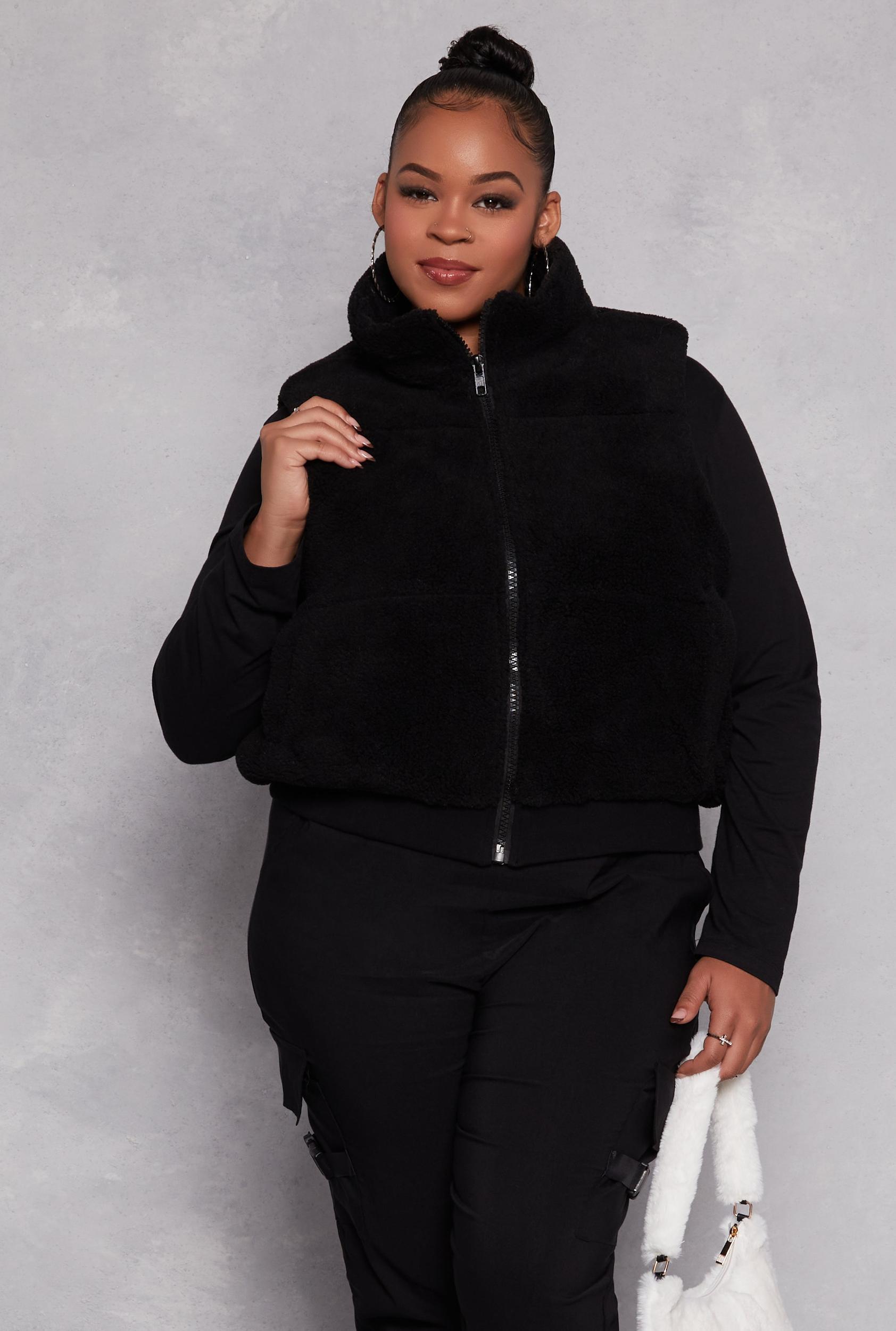 Womens Plus Size Almost Famous Sherpa Vest Product Image