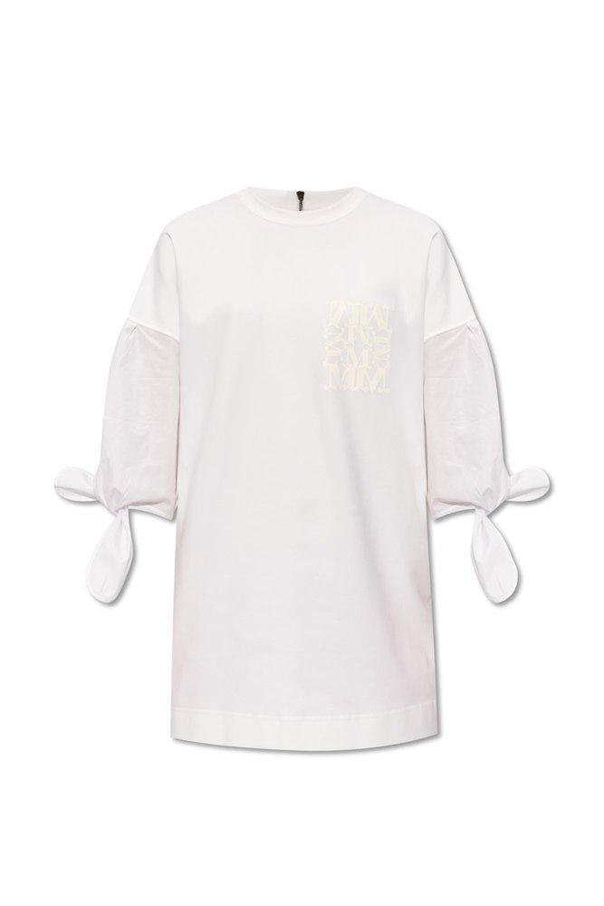 MAX MARA Logo Printed Dress In White Product Image