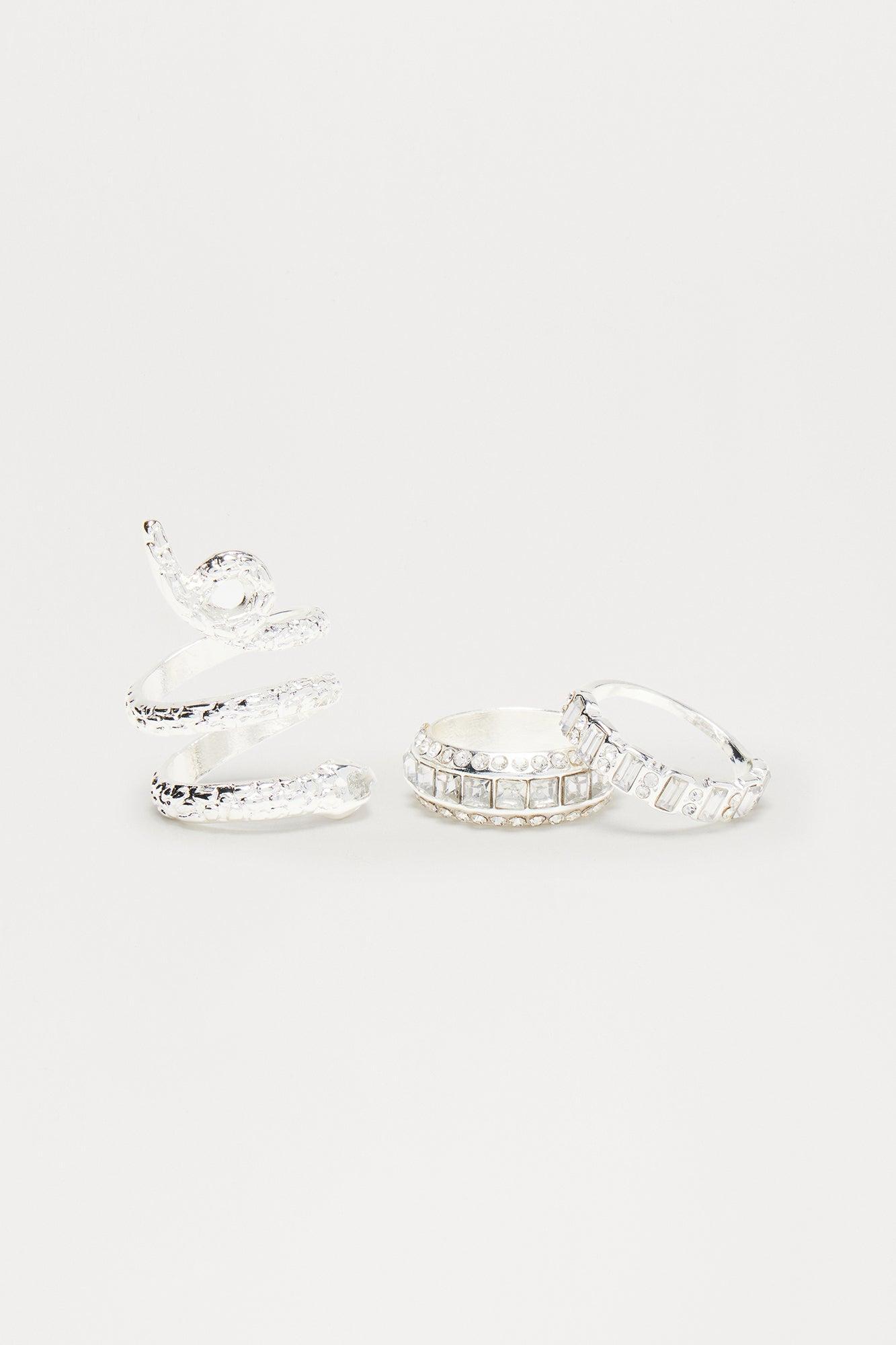 Don't Hold Me Back 3 Piece Ring Set - Silver Product Image