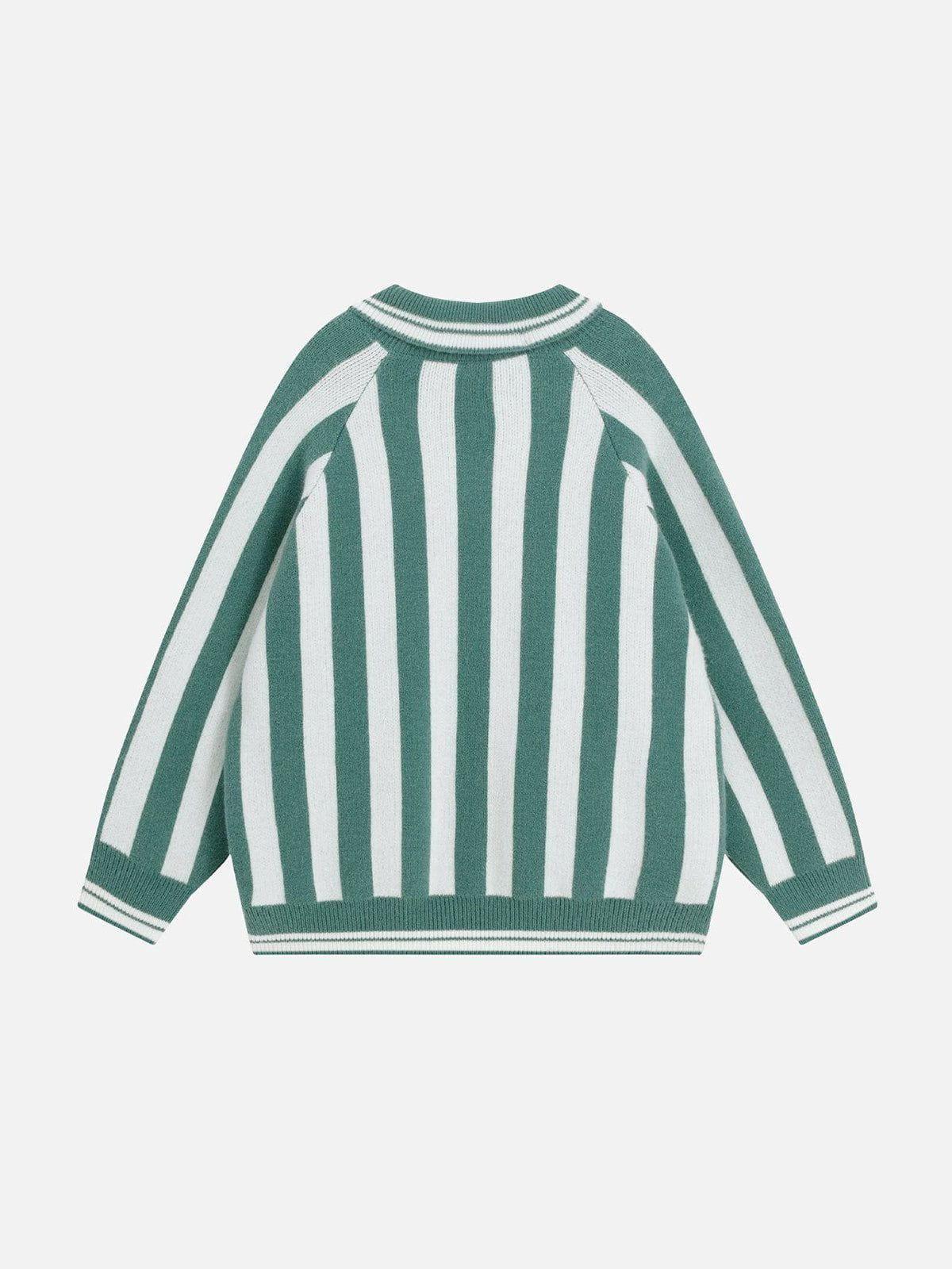 Aelfric Eden White Green Stripe Sweater Product Image