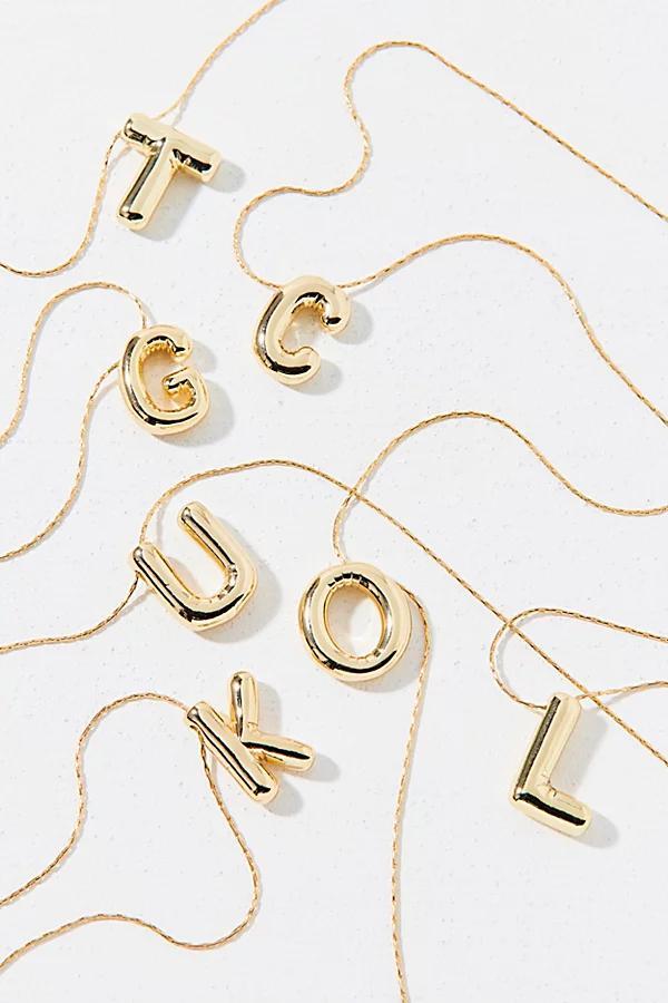 14k Gold Plated Bubble Initial Charm Necklace, Womens at Urban Outfitters Product Image