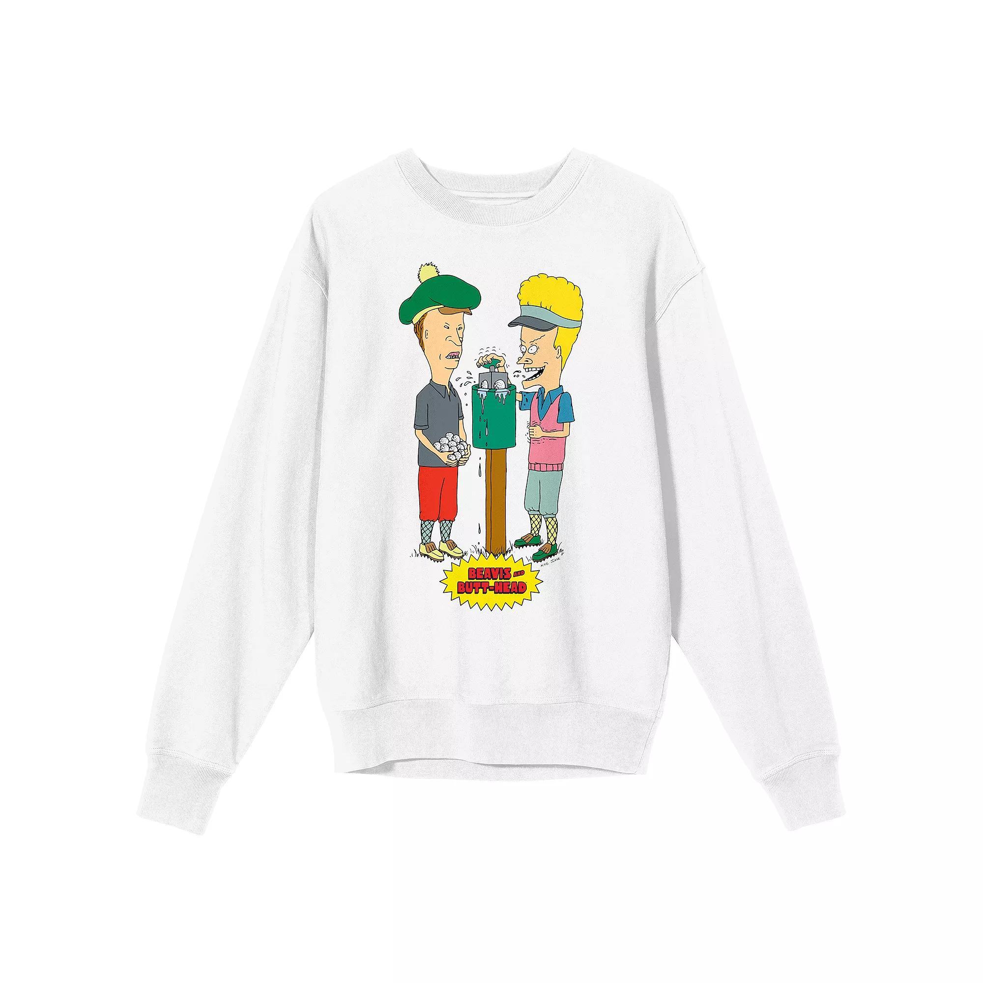 Men's Beavis & Butthead Golf Gear Long Sleeve Graphic Pullover, Size: XXL, White Product Image