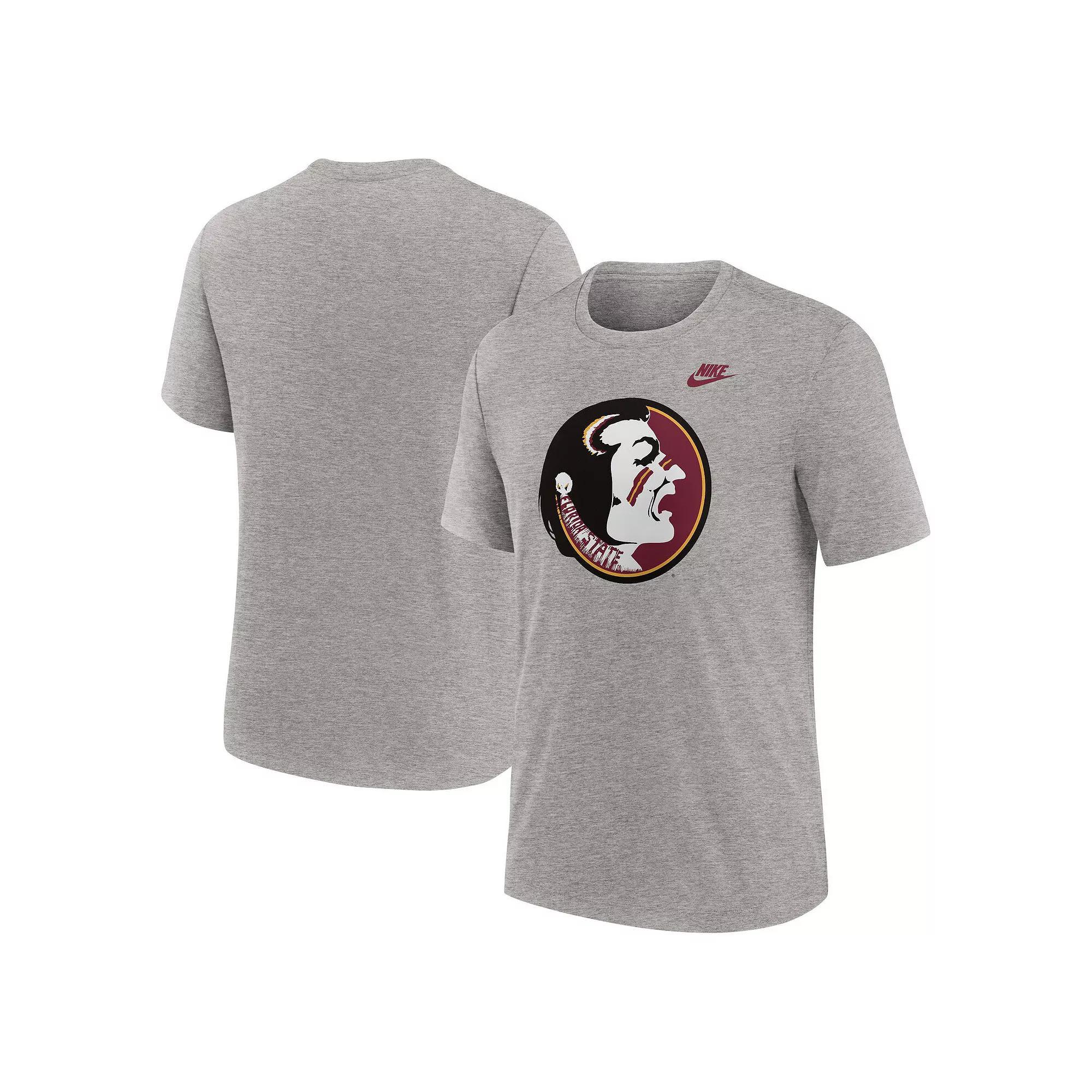 Men's Nike Heather Gray Florida State Seminoles Blitz Evergreen Legacy Primary Tri-Blend T-Shirt, Size: XL, Grey Product Image
