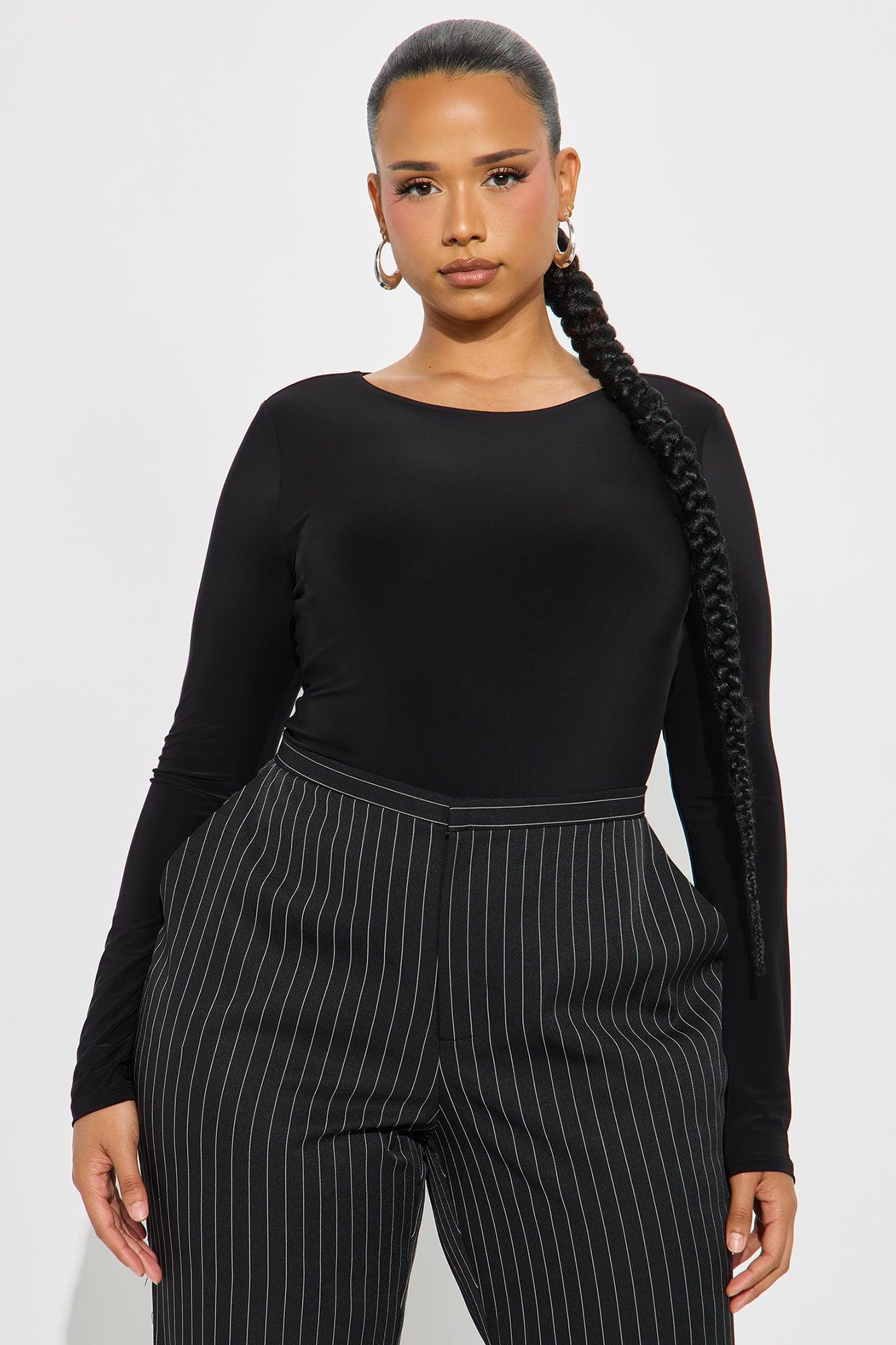 Breezy Double Lined Long Sleeve Bodysuit - Black Product Image