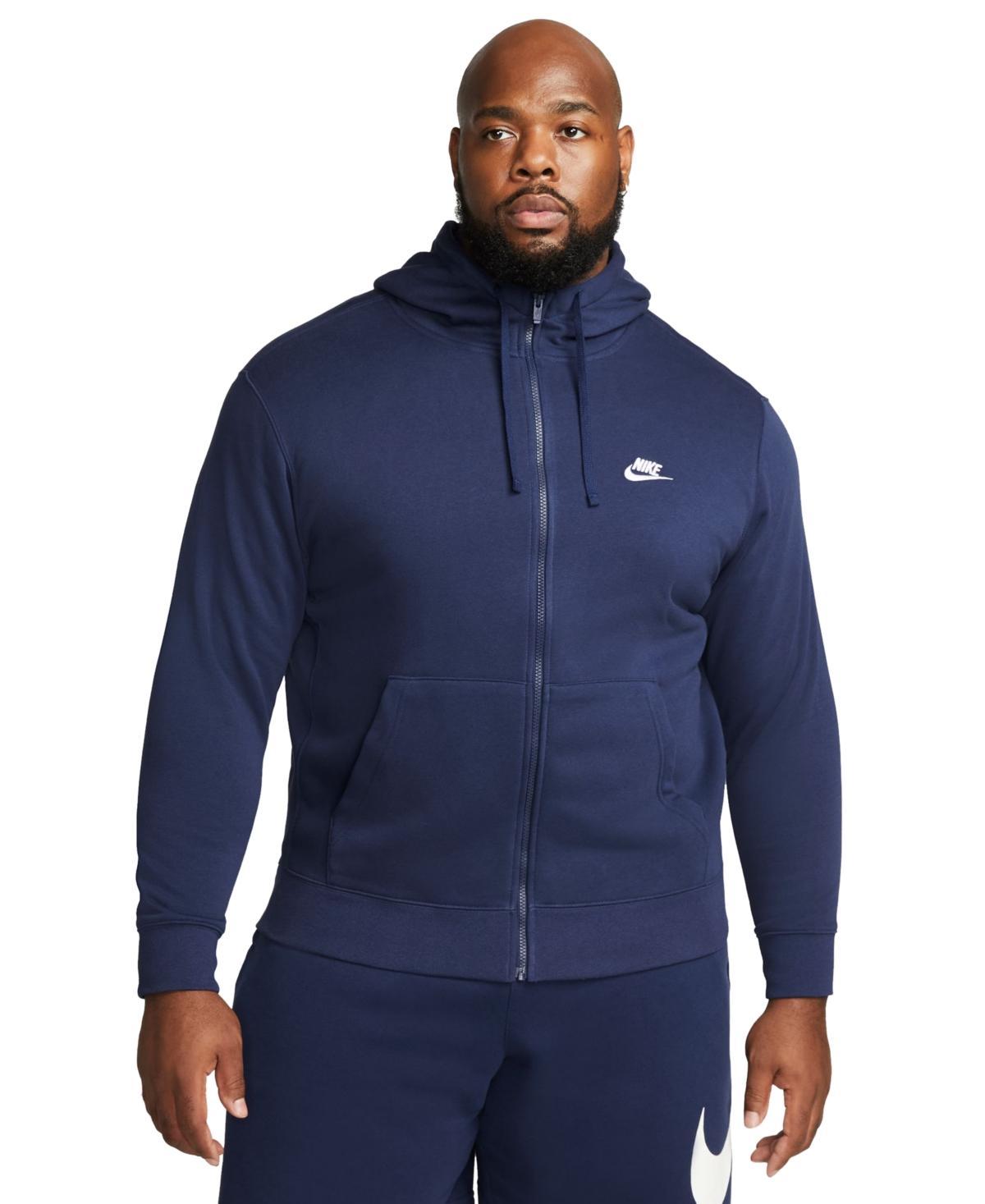 Mens Nike Sportswear Club Fleece Full-Zip Hoodie Black Navy White Product Image