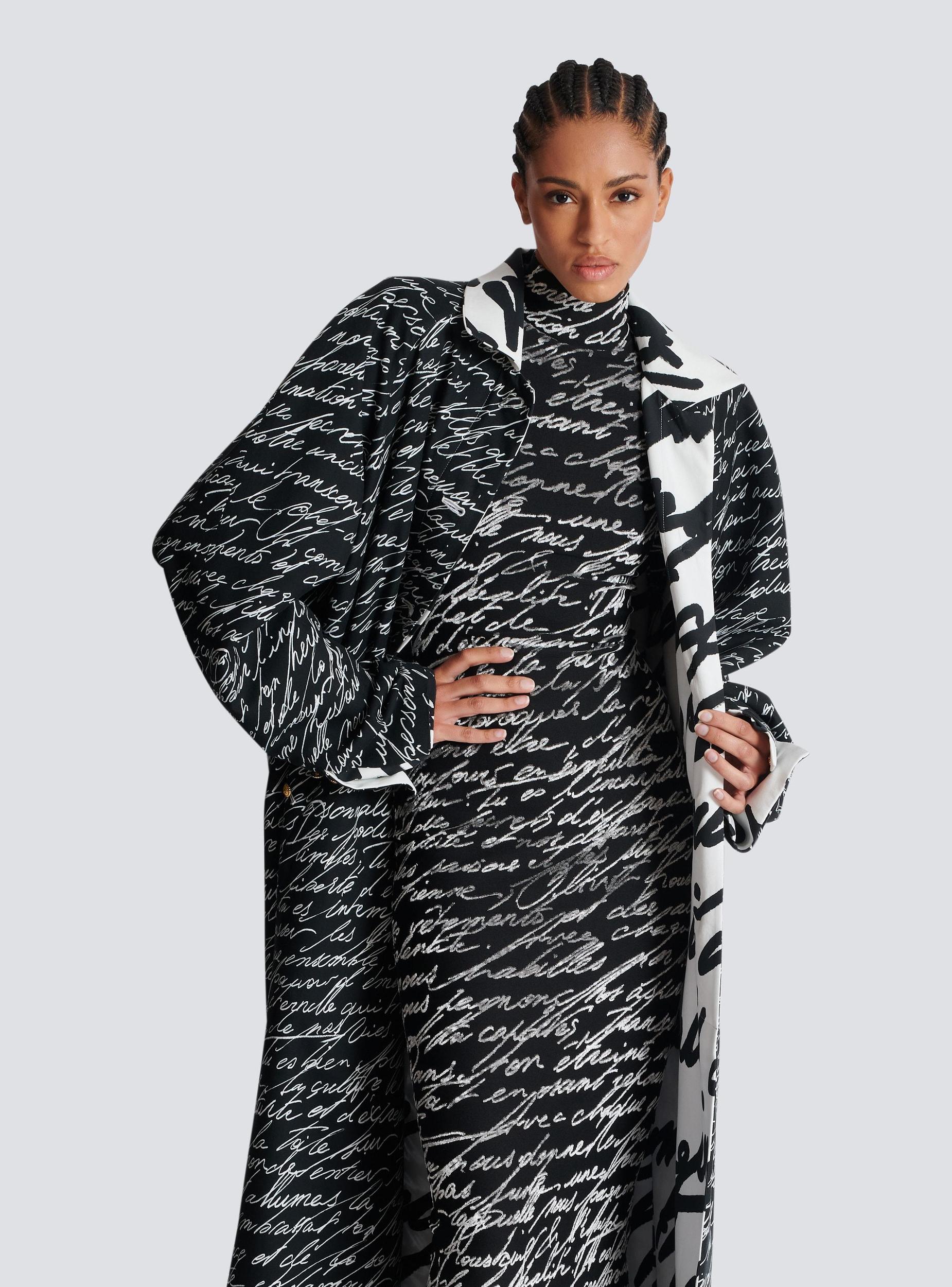 Long reversible coat with "Love Letter" print Product Image