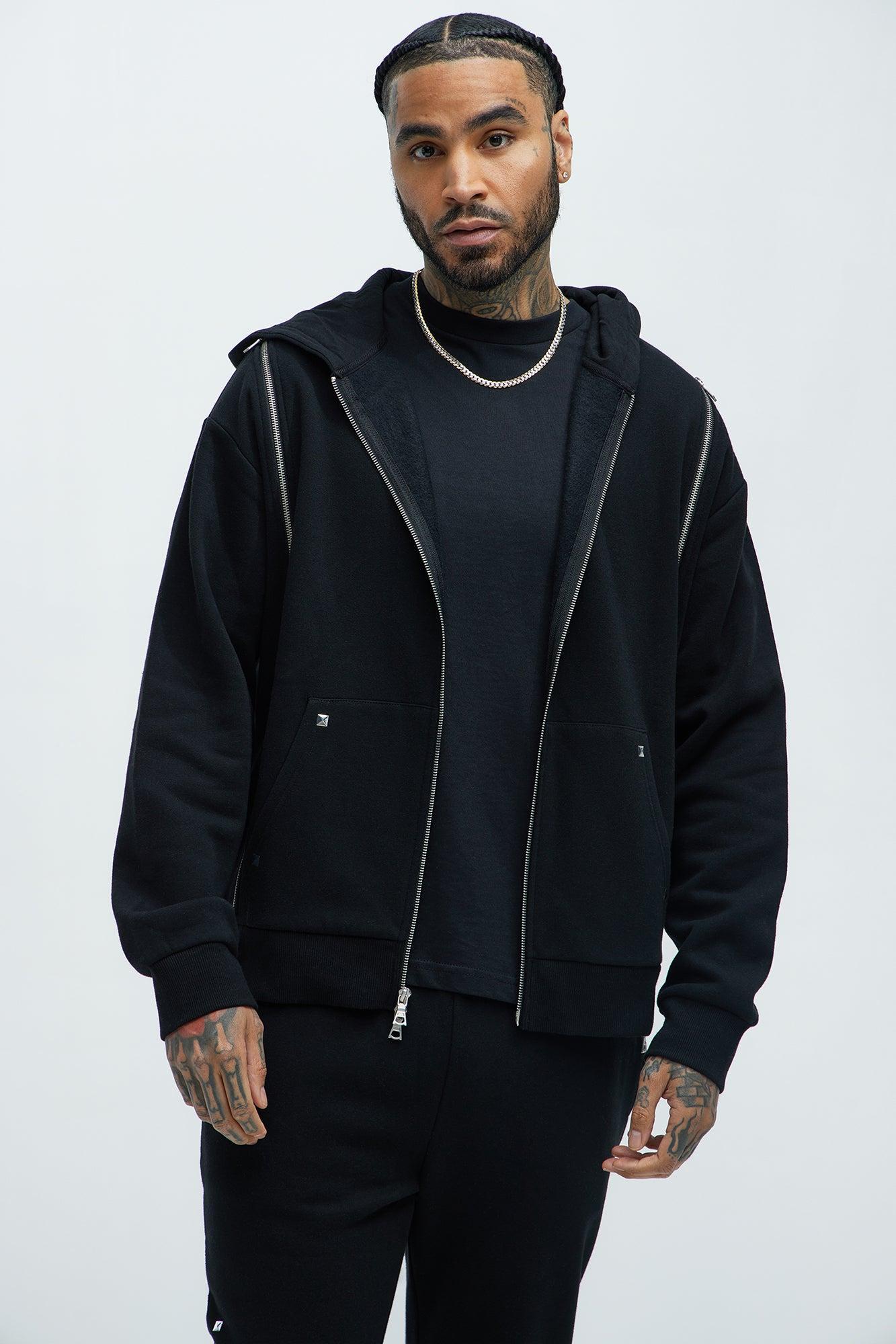 Tyson Sleaze Studded Zip Up Hoodie - Black Product Image