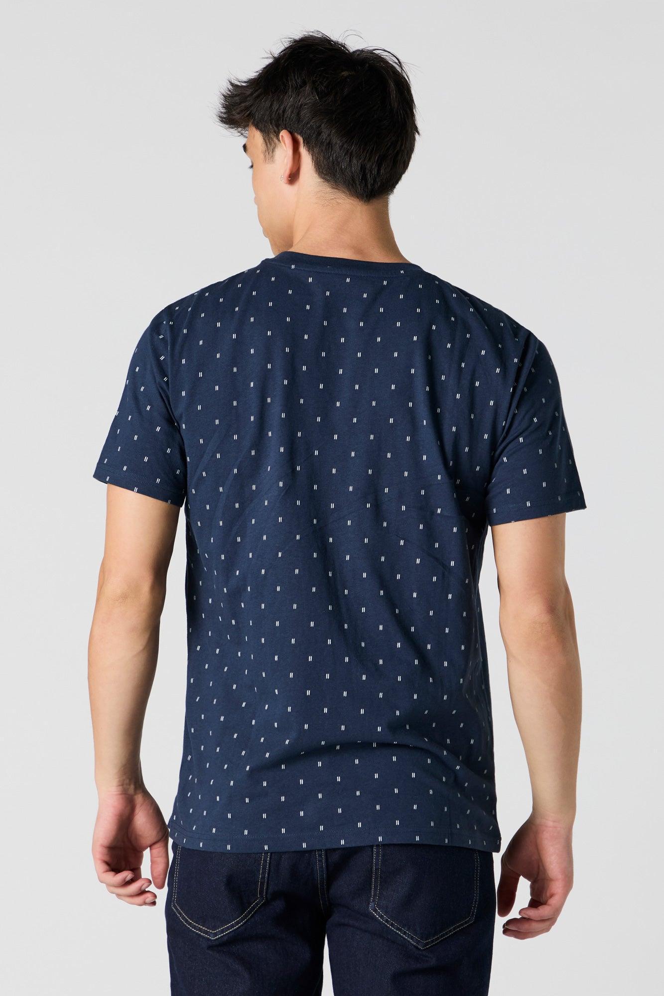 Ditsy Print Henley T-Shirt Male Product Image