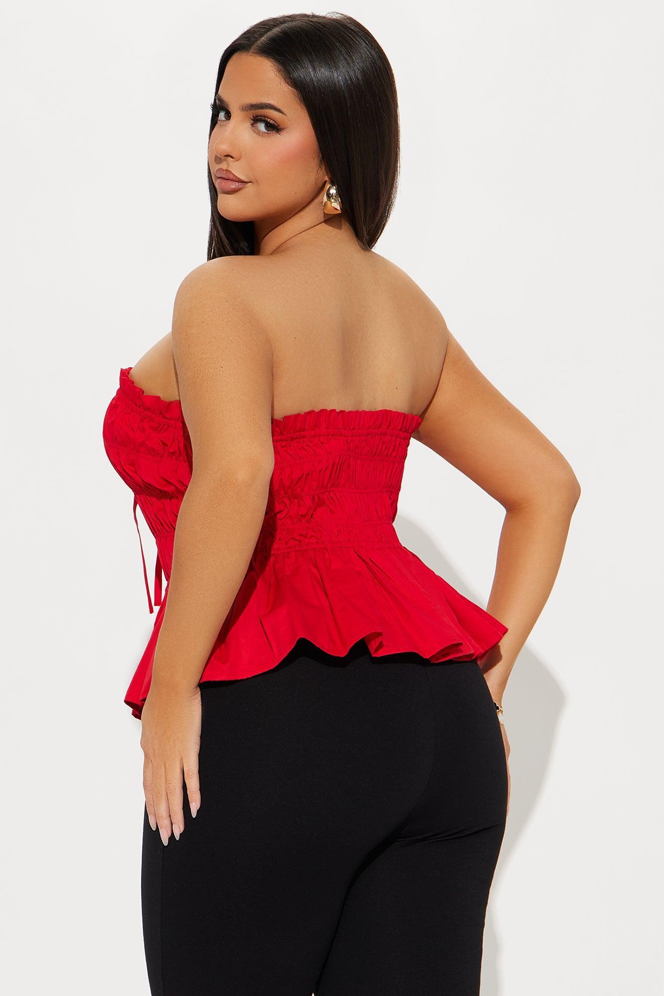 Beloved Sweetheart Smocked Tube Top - Red Product Image