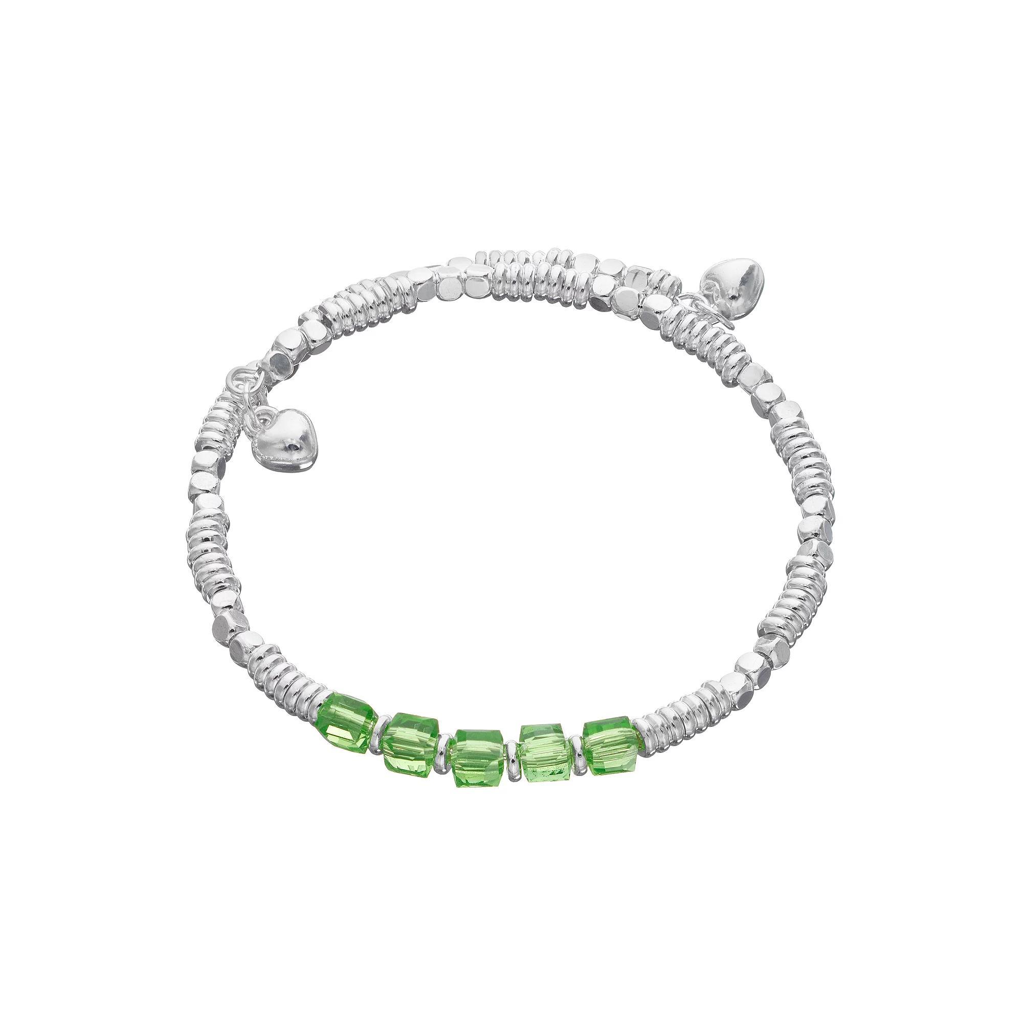 City Luxe Silver Tone Birthstone Beaded Bracelet, Women's, August Product Image