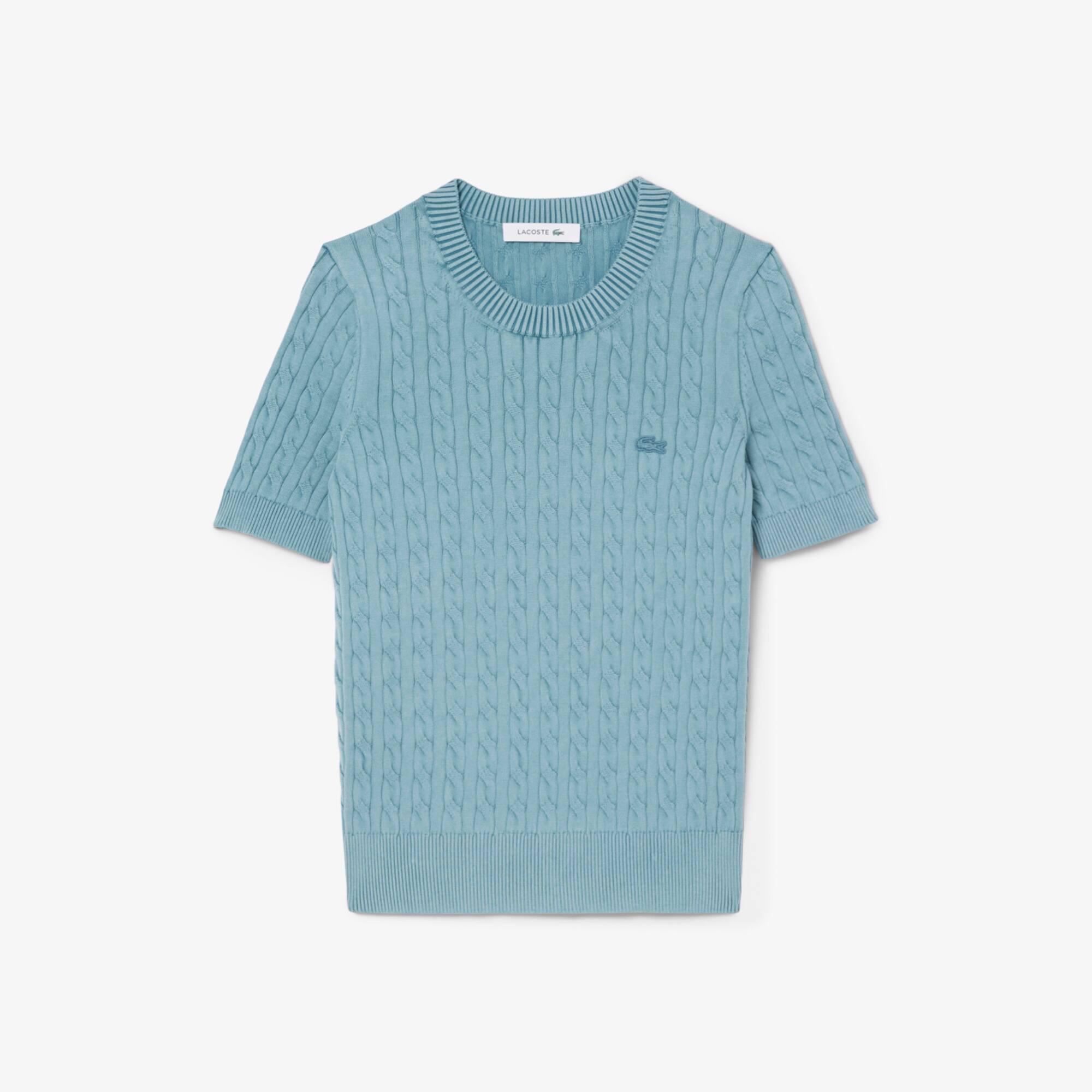 Washed Effect Cable Knit Sweater Product Image
