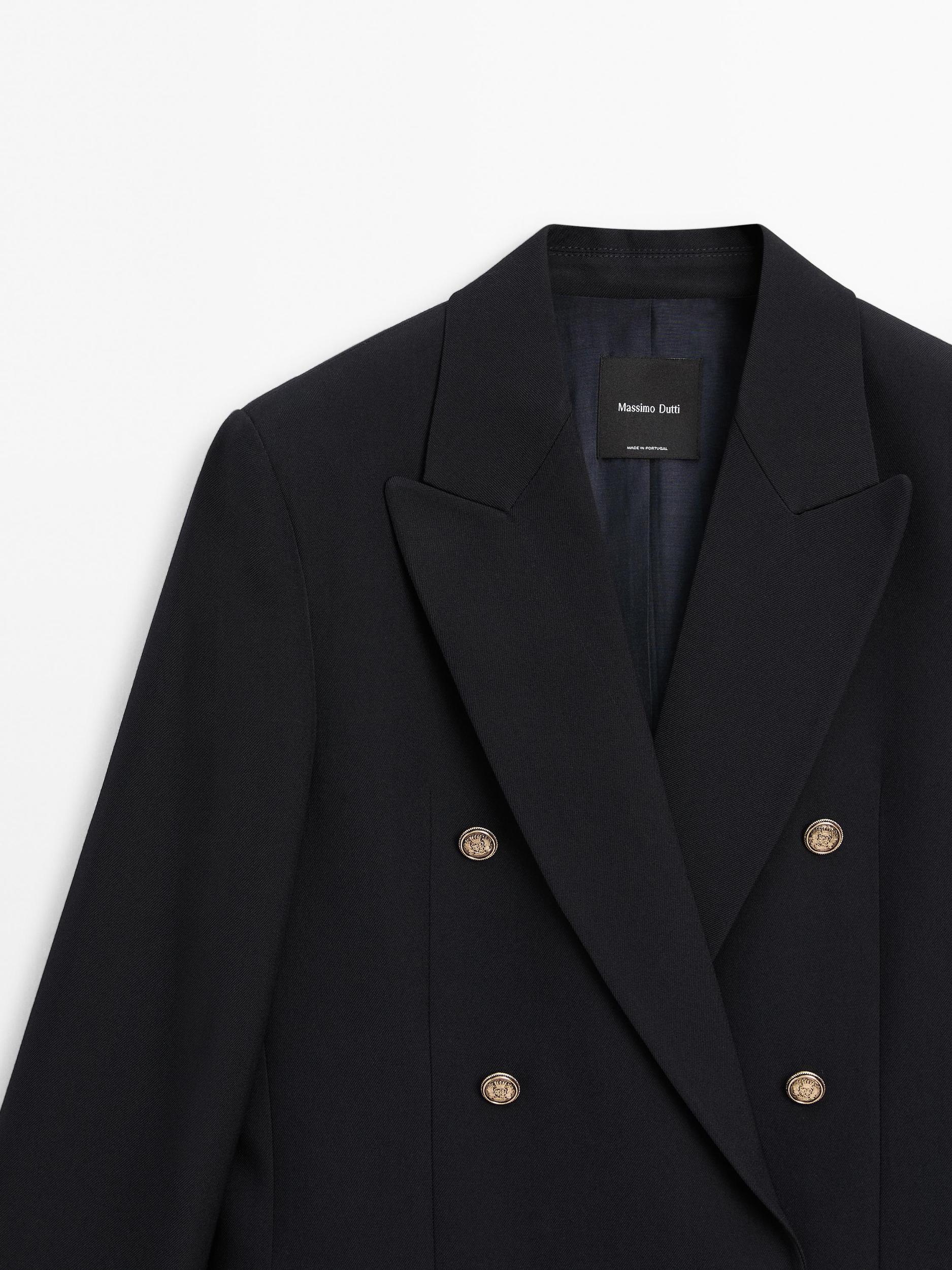 Wool blend blazer with gold buttons Product Image