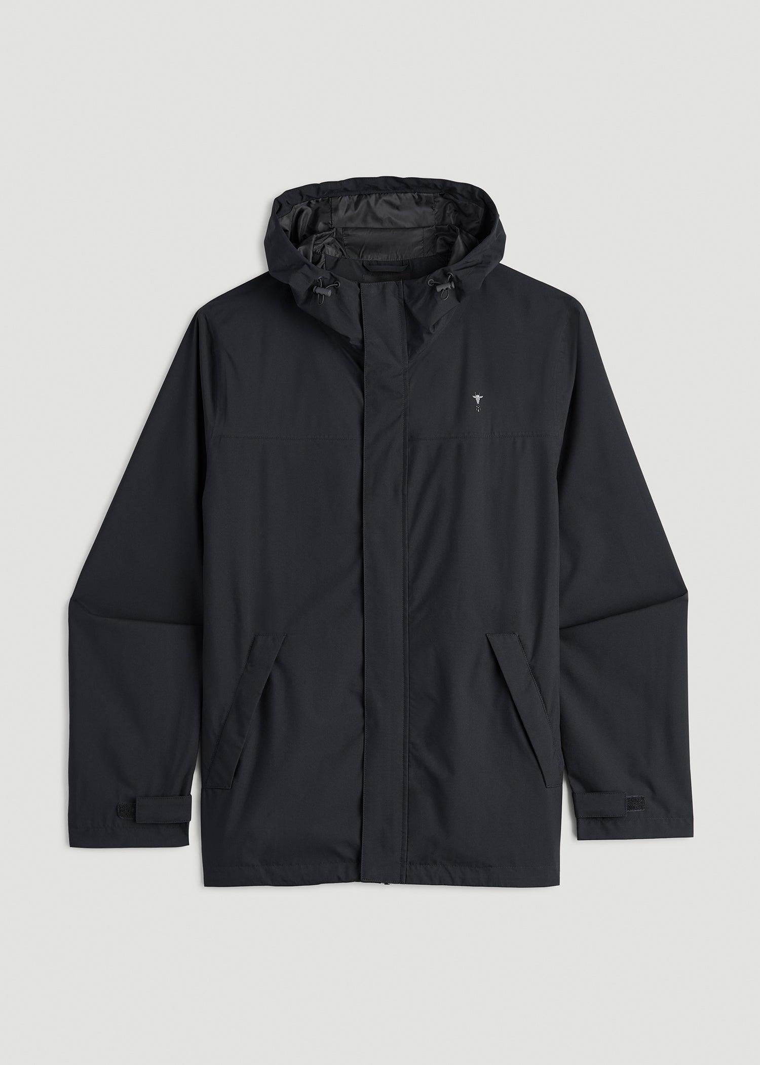 Lightweight Rain Jacket for Tall Men in Black Product Image