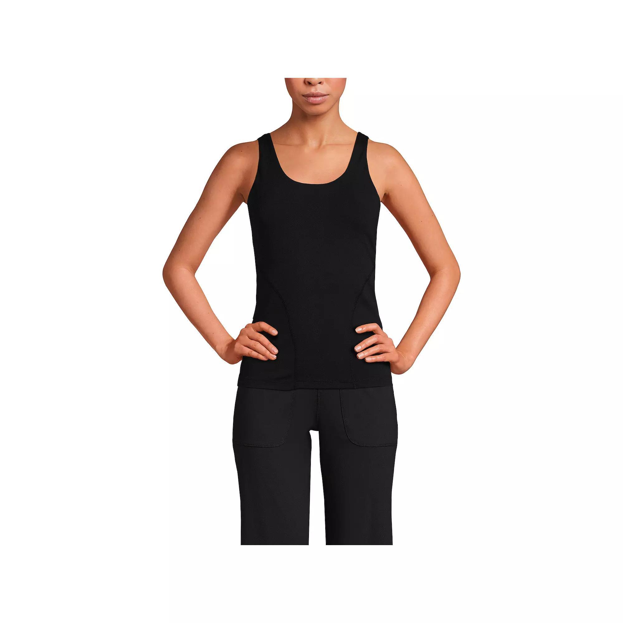 Women's Lands' End Interlock Scoopneck Tank Top, Size: Large, Dark Pink Clay Product Image