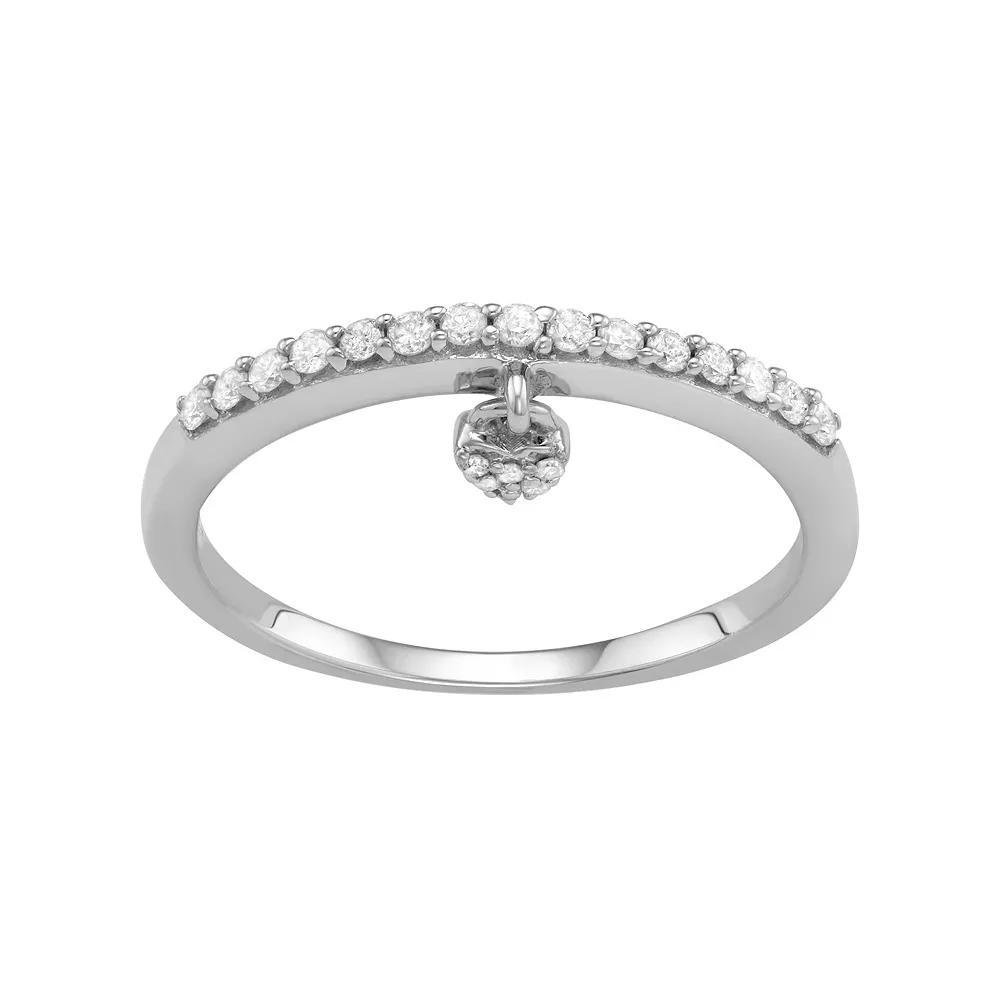Jewelexcess Sterling Silver 1/5 Carat T.W. Diamond Heart Charm Ring, Women's, Size: 6, Gold Tone Product Image