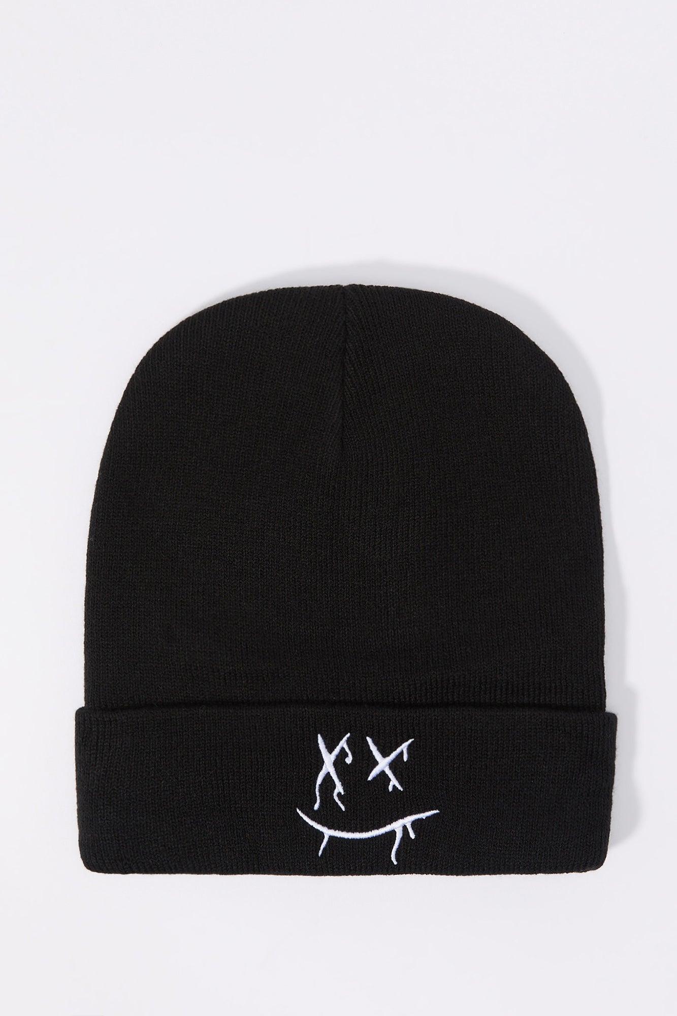 Embroidered Ribbed Knit Beanie Male Product Image
