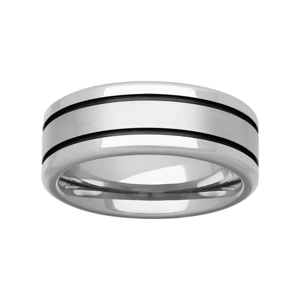 Men's Stainless Steel & Brown PVD Stripes Band Ring, Size: 10 Product Image