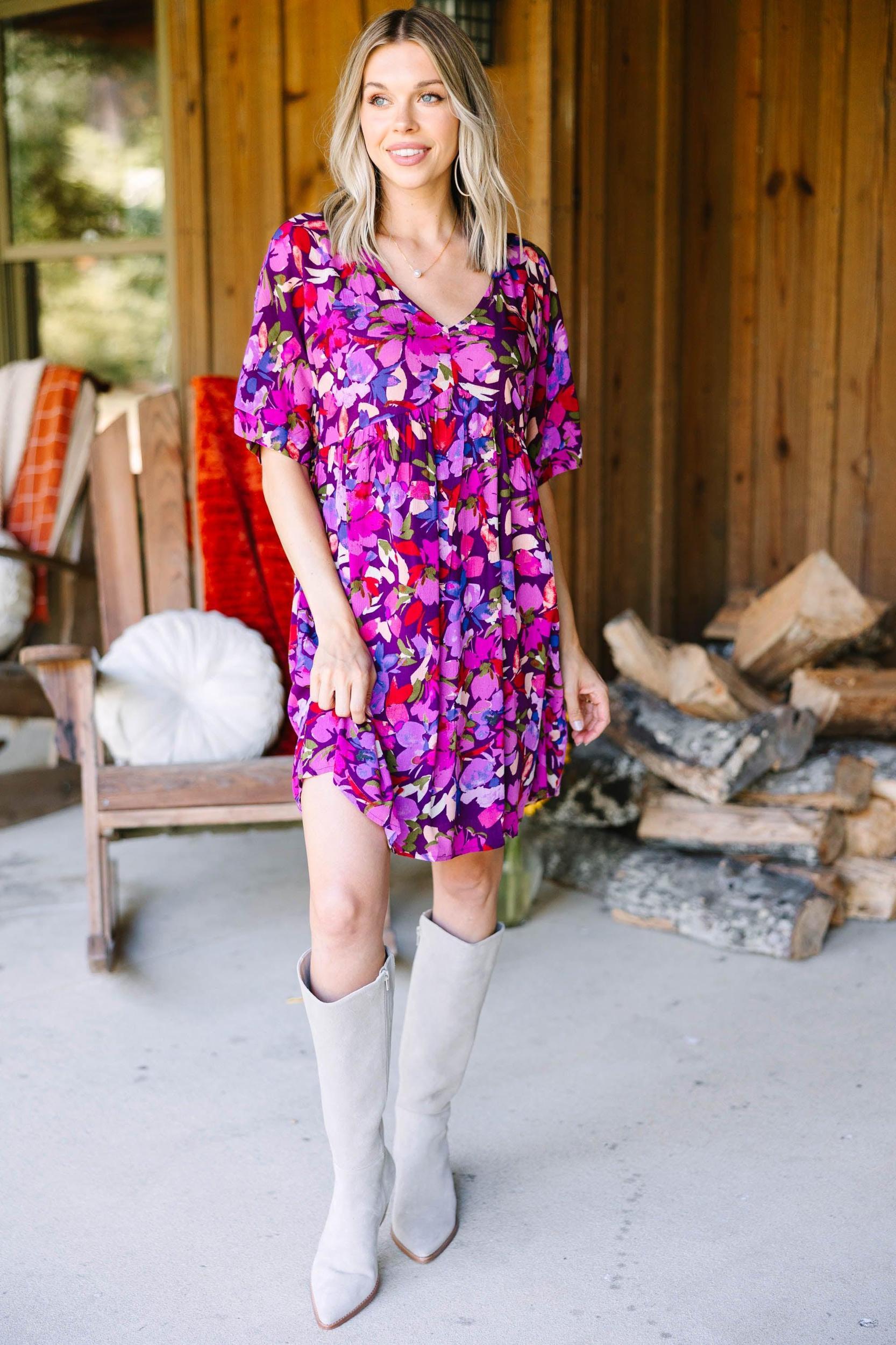 Find The Way Magenta Purple Floral Dress Female Product Image