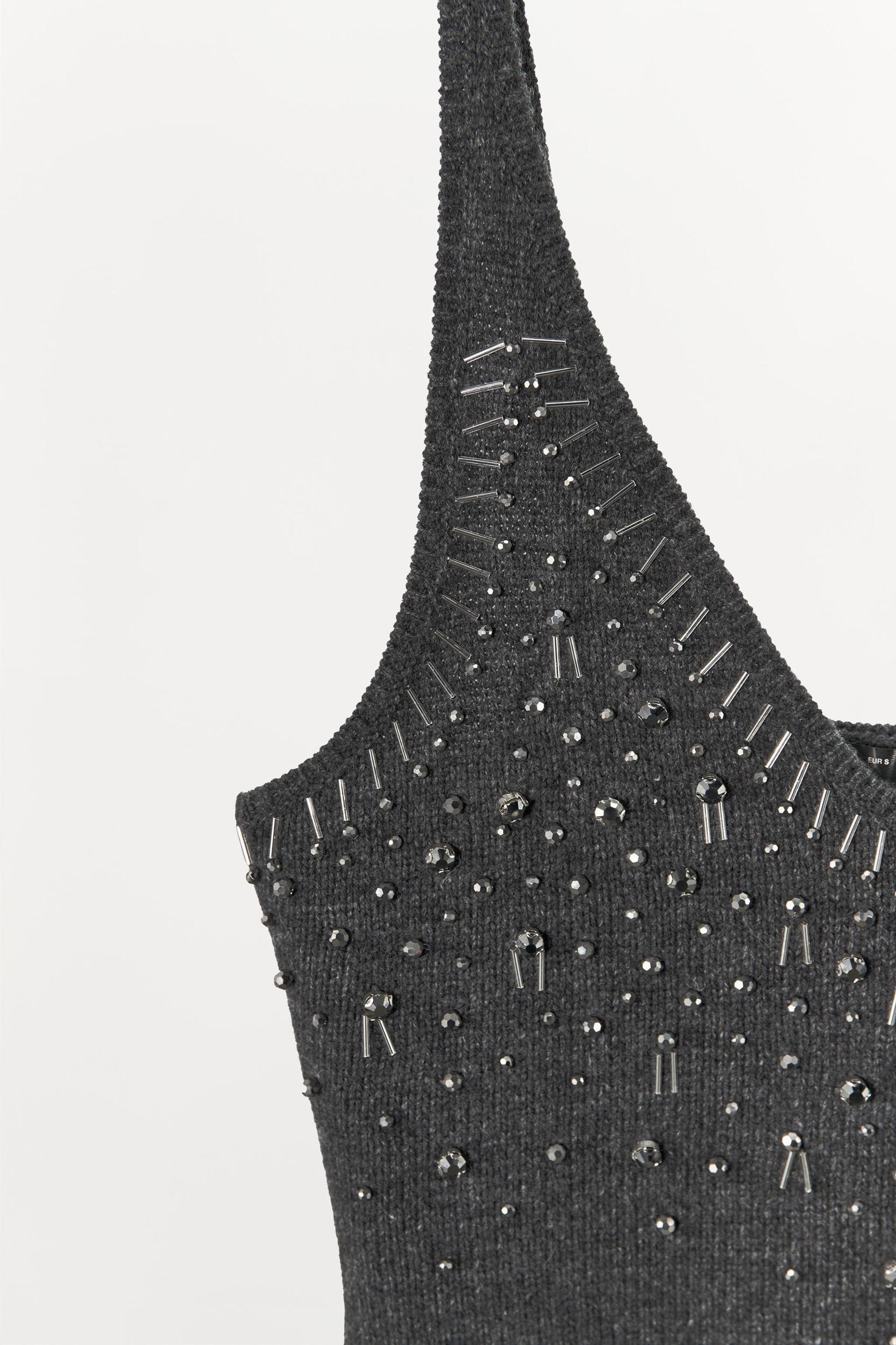 BEADED RHINESTONE KNIT TOP Product Image