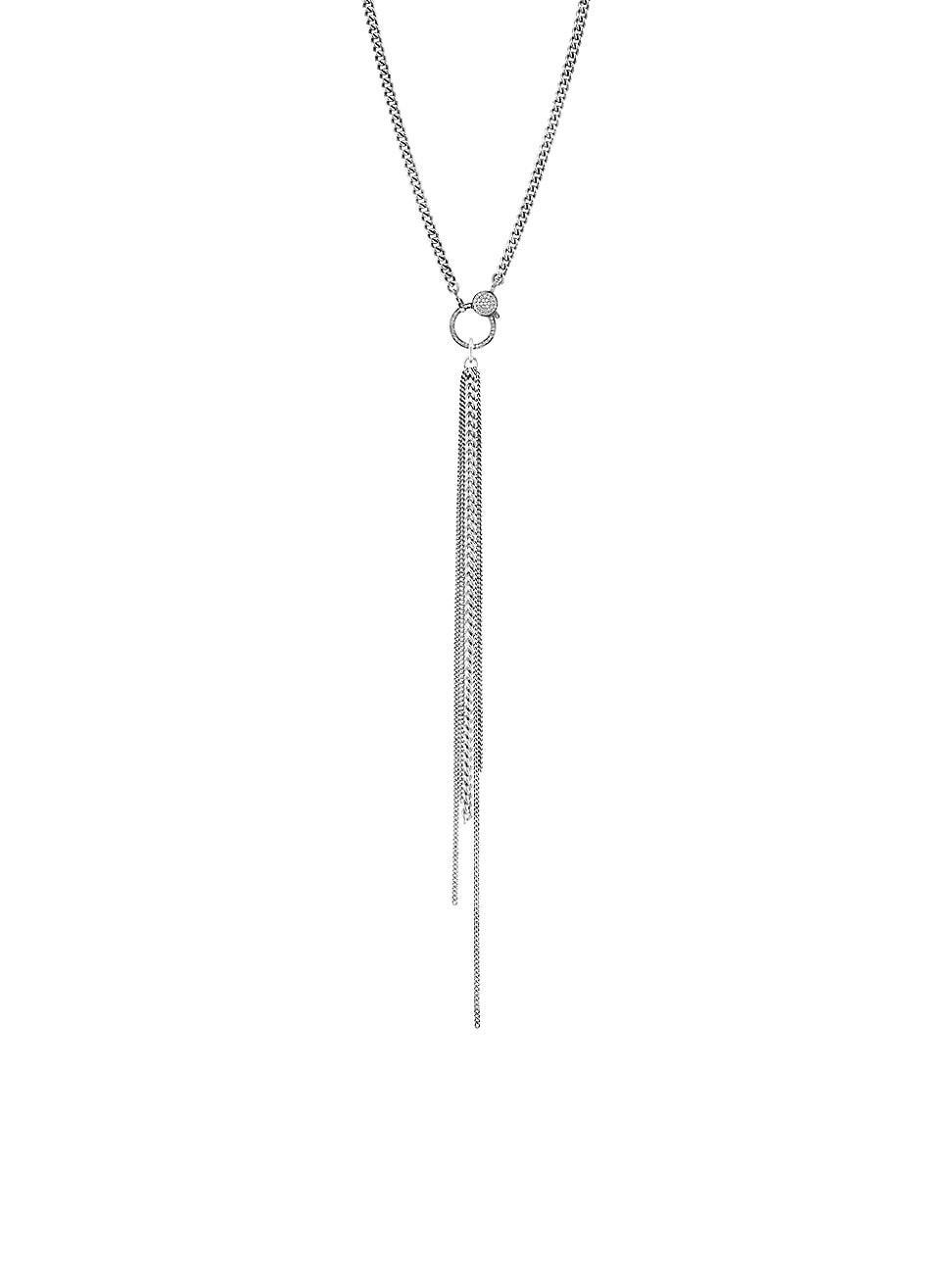 Womens Sterling Silver & 0.74 TCW Diamond Short Fringe Necklace Product Image