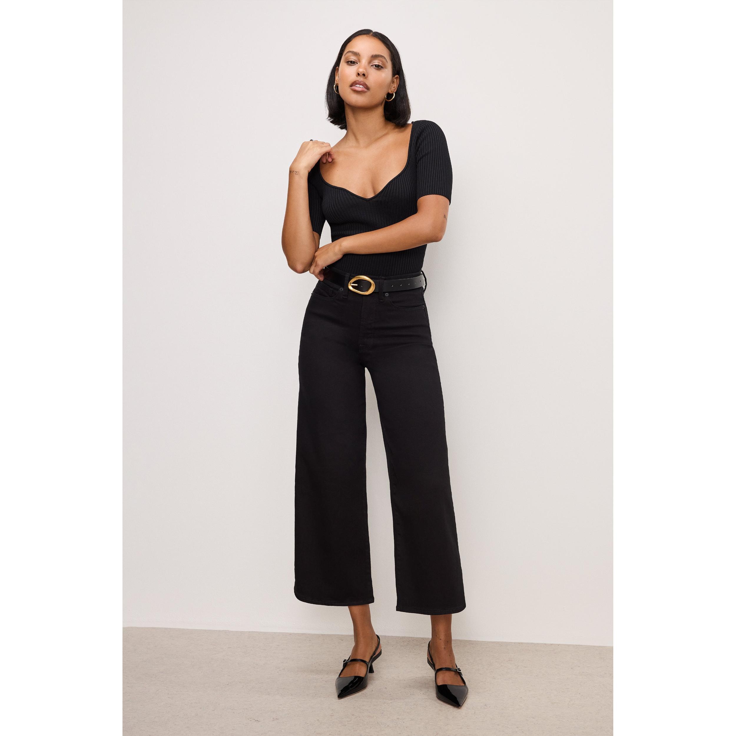 Womens Good Waist Palazzo Cropped Jeans Product Image