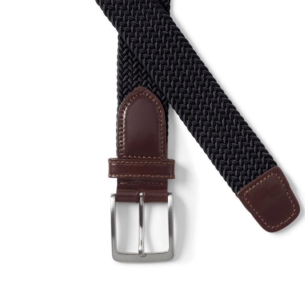 Mens Lands End Elastic Braid Leather Trim Belt Product Image