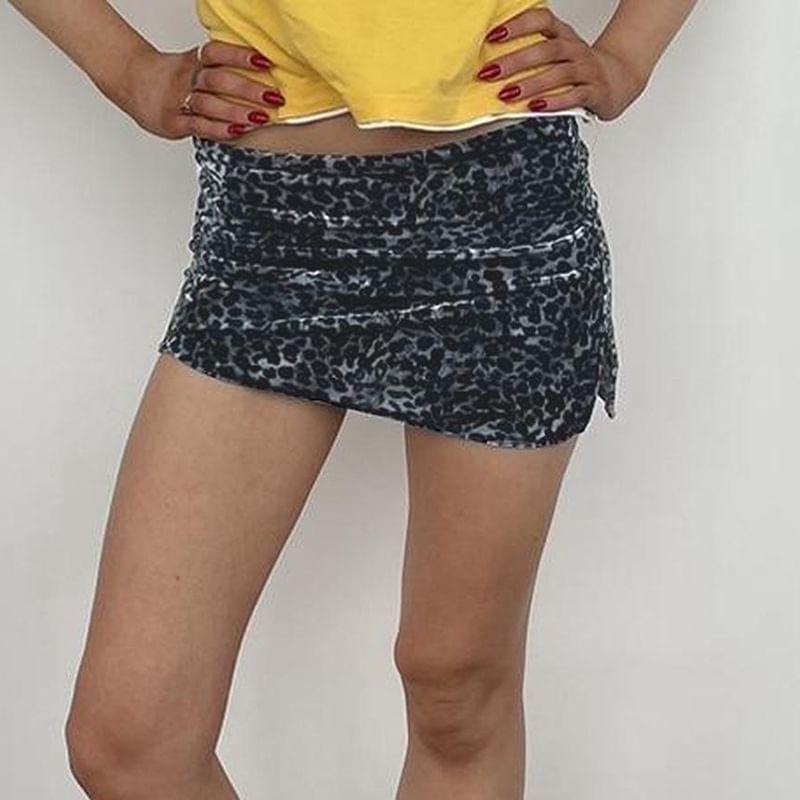 Low Rise Leopard Print Velvet Mini Pencil Skirt Product Image