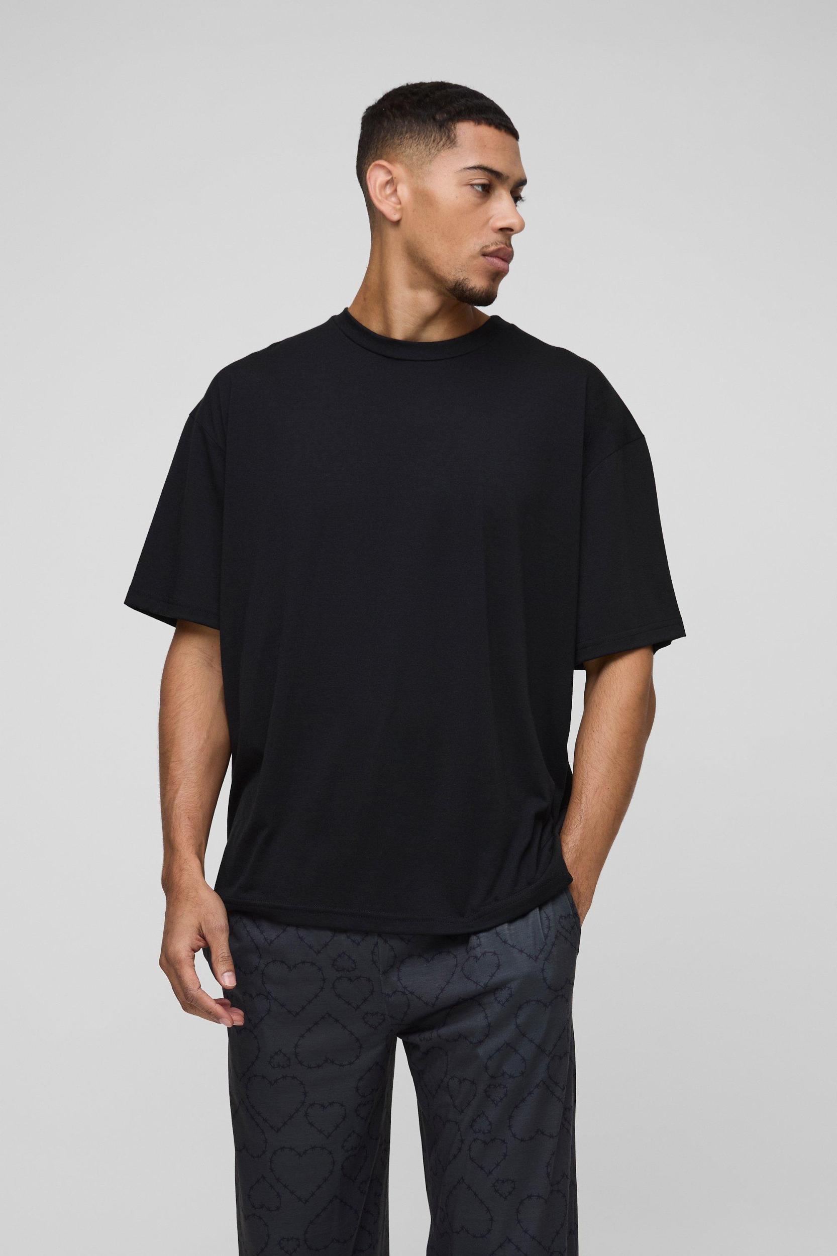Relaxed Tonal Heart Lounge Set | boohooMAN USA Product Image