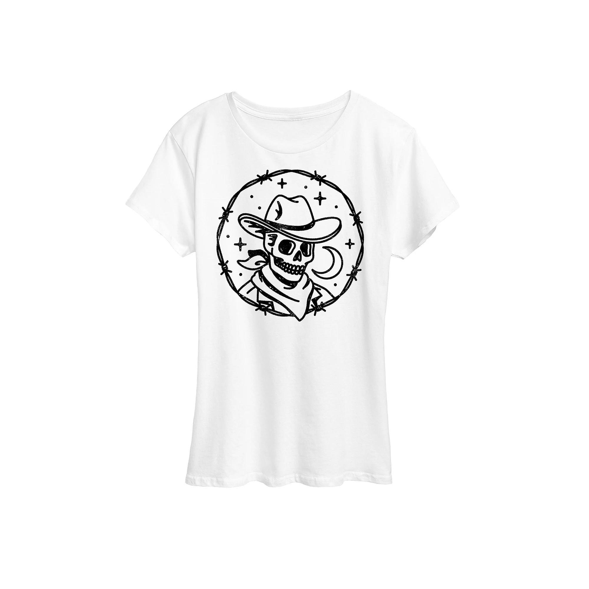 Womens Skeleton Cowboy Graphic Tee Product Image