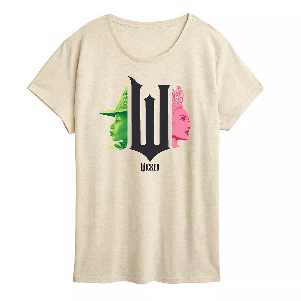Womens Wicked Elphaba & Glinda Graphic Tee Brown Product Image