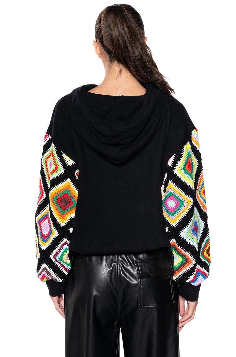 ROSIE CROCHET SLEEVE HOODIE Product Image