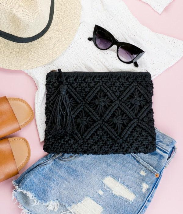 Sweet Takeaway Crochet Tassel Clutch Product Image