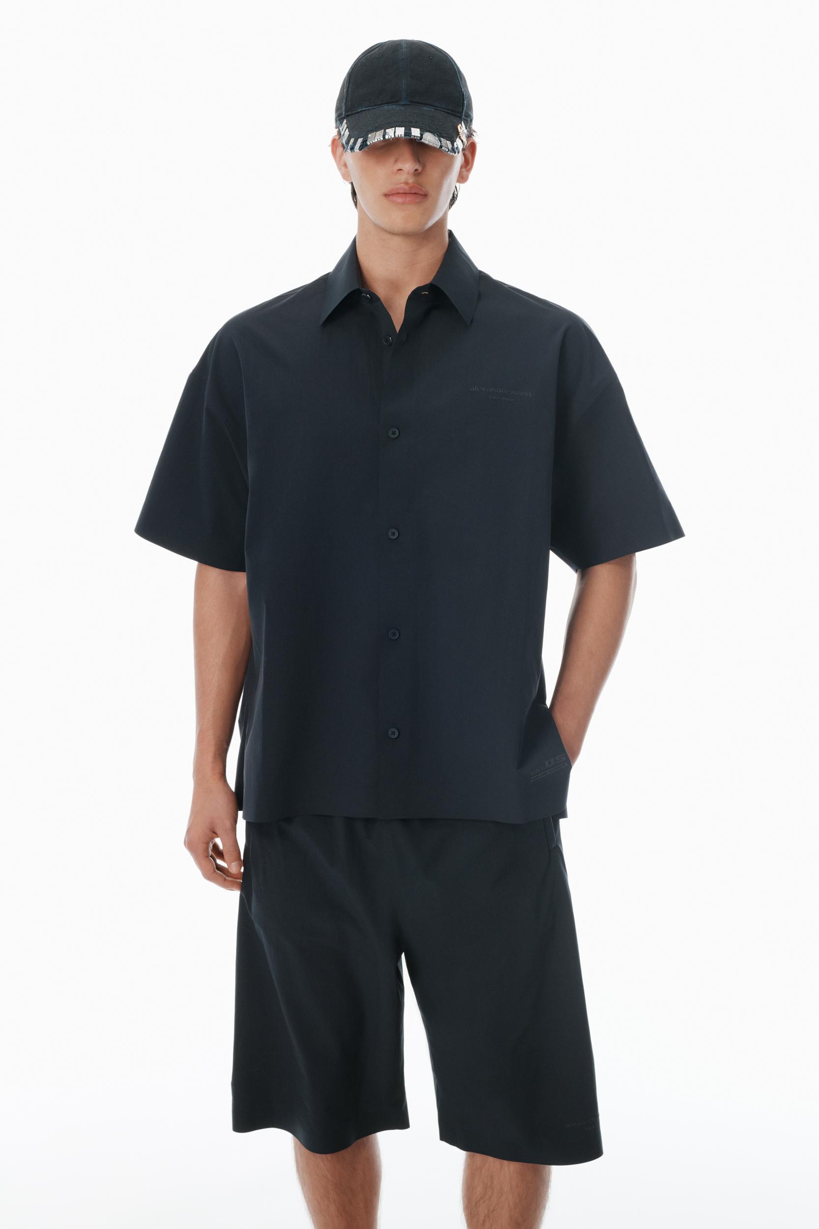 Black Laser-cut Logo Button Up Shirt Product Image