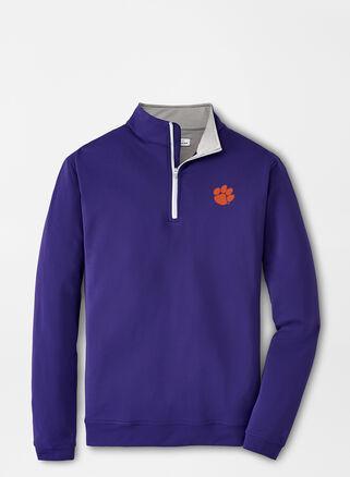 Peter Millar Mens Clemson Perth Performance Quarter-Zip | Color: Purple | Size: L Product Image