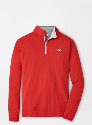 Peter Millar Mens Arkansas Perth Performance Quarter-Zip | Color: Crimson | Size: M Product Image