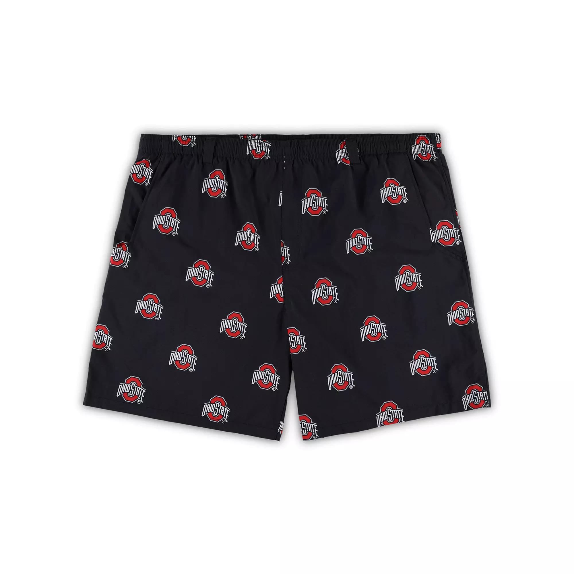 Men's Columbia Black Ohio State Buckeyes Big & Tall Backcast II Allover Print Omni-Shade Shorts, Size: 6XB Product Image