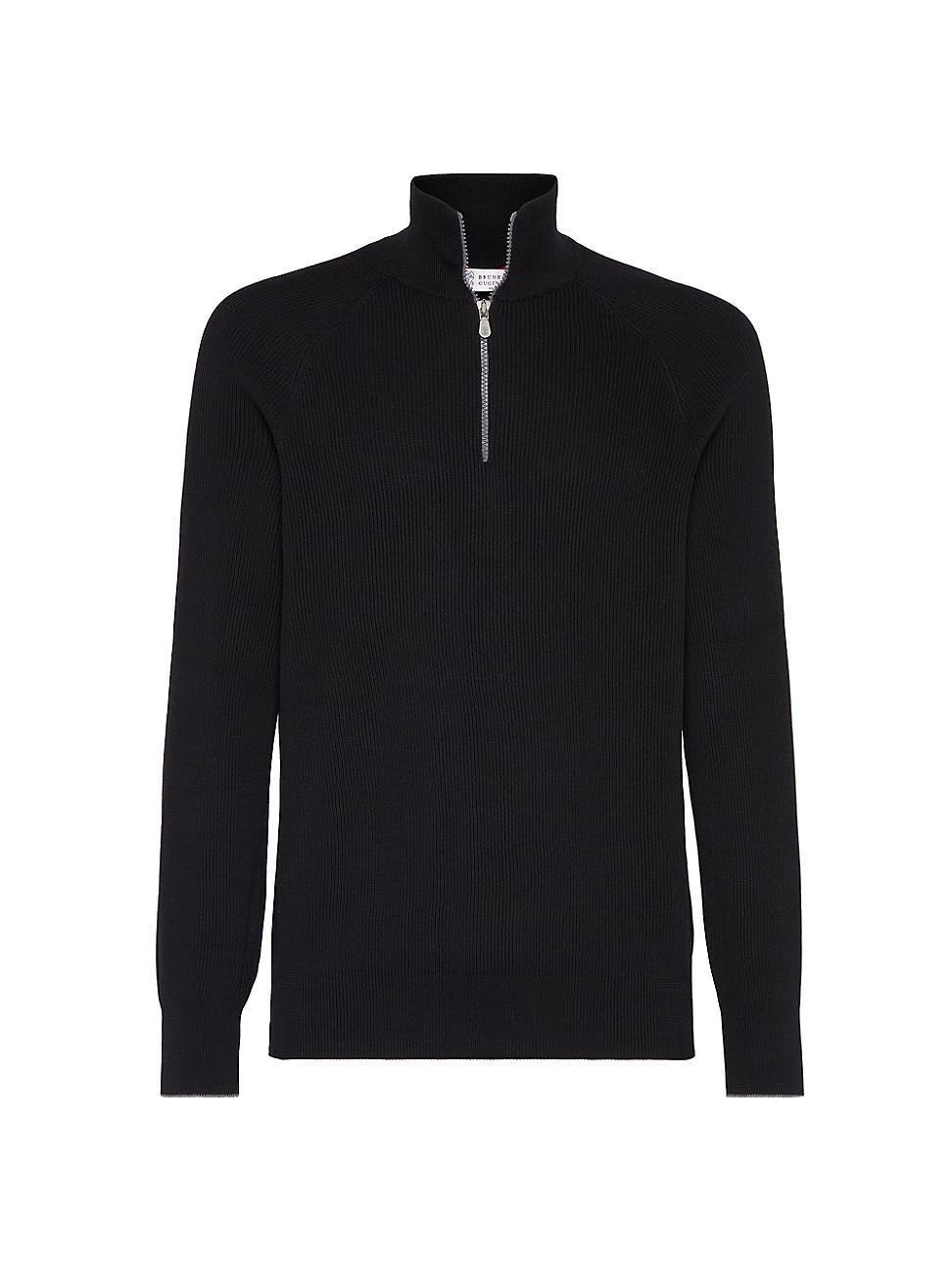 Mens Cotton English Rib Sweater with Half Zip Product Image