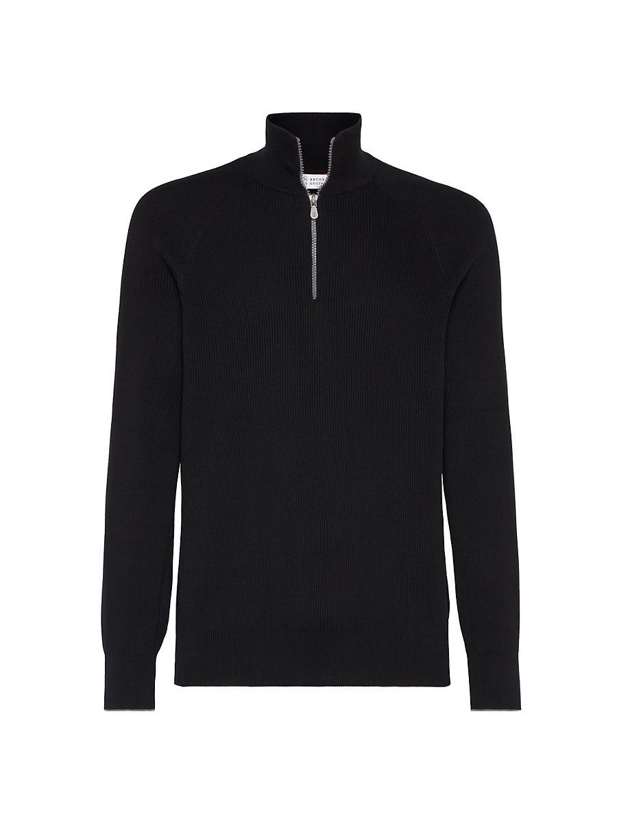 Mens Cotton English Rib Sweater with Half Zip Product Image