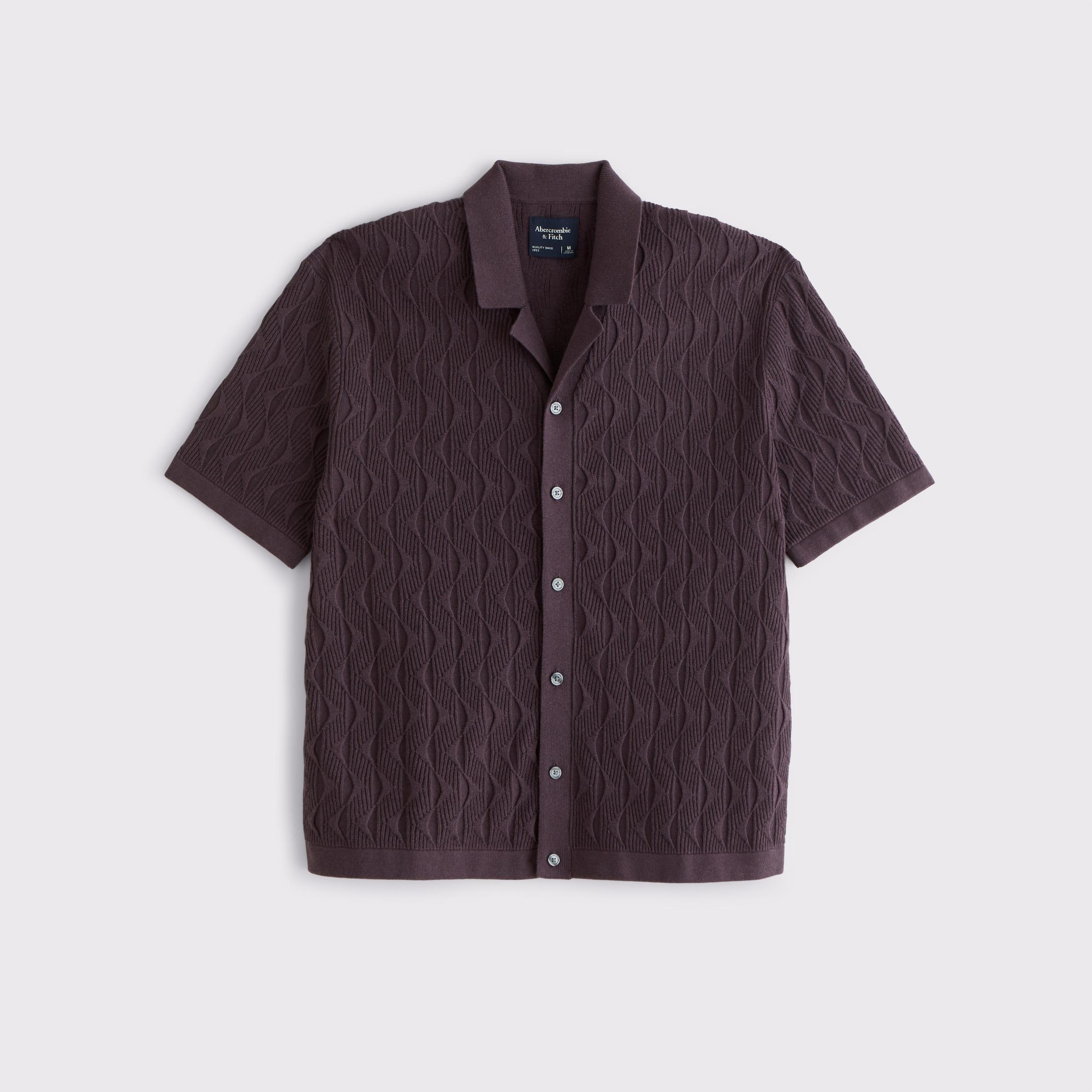 Geometric Stitch Button-Through Sweater Polo Product Image