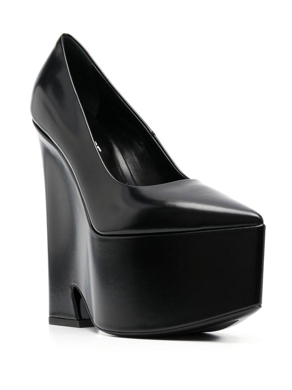VERSACE Leather Platform Pumps In Black Product Image
