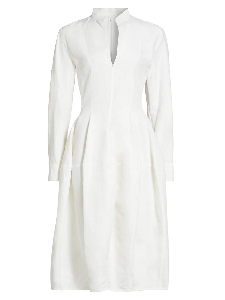 Womens Flared Long-Sleeve Midi-Dress Product Image