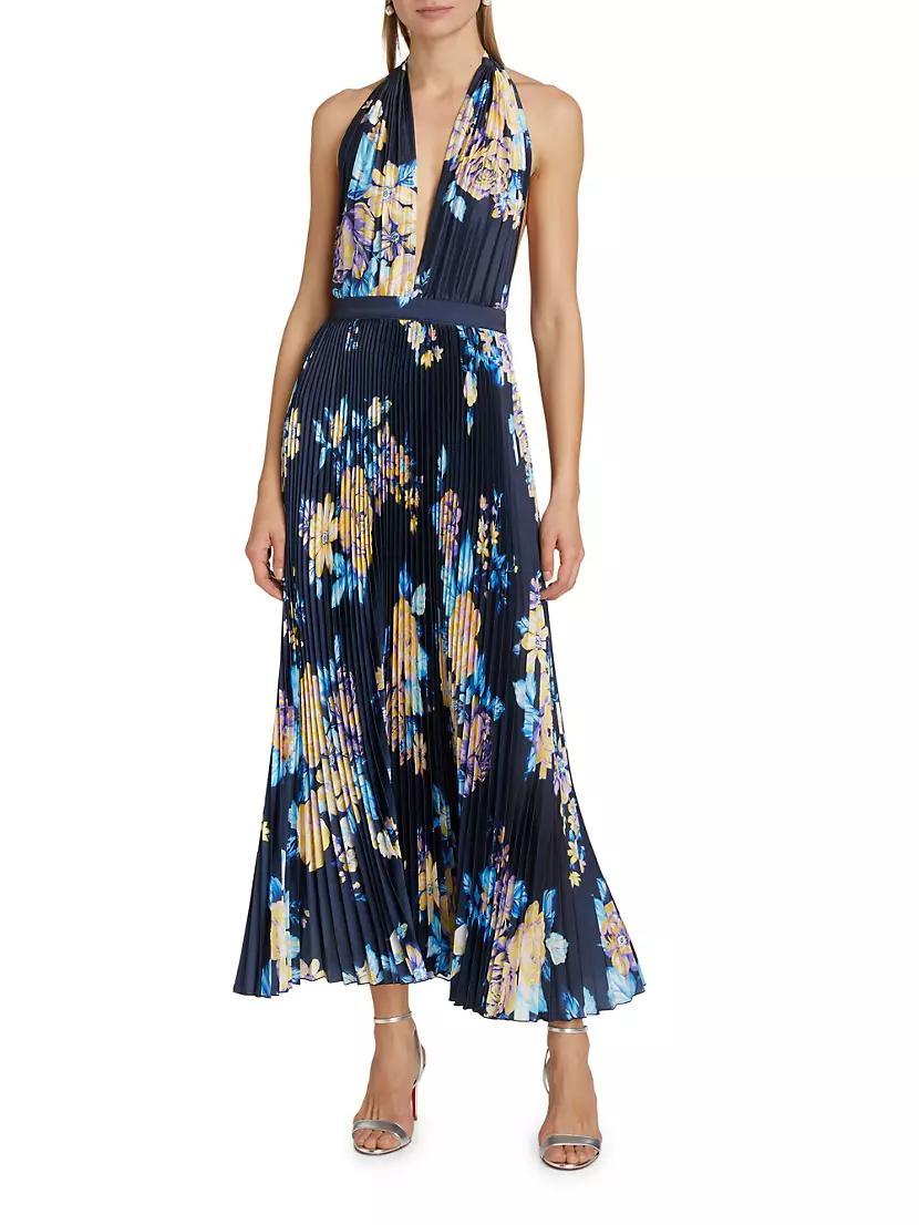 Moderniste Floral Plissé Halter Gown Product Image