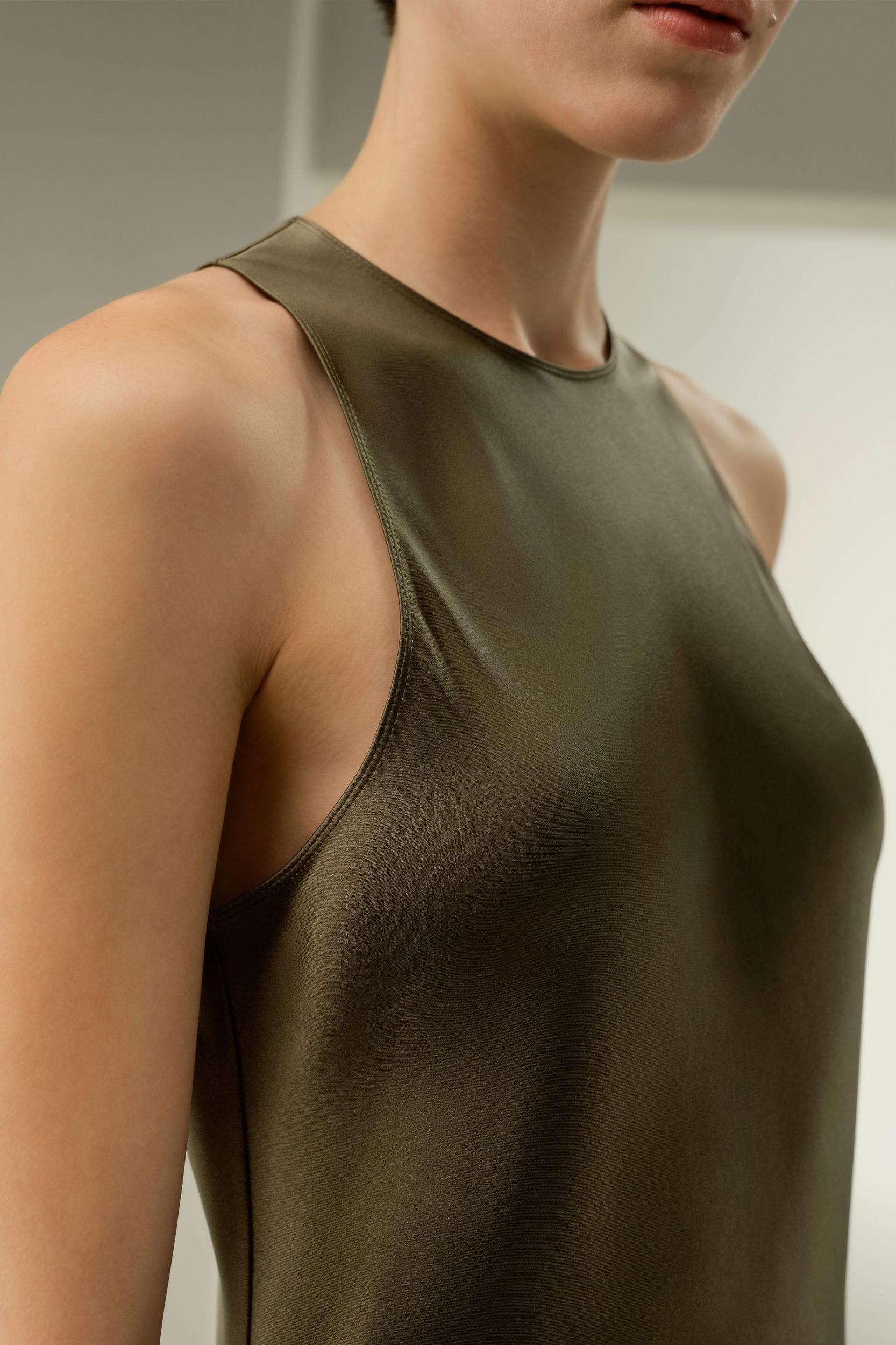 Sleek Sleeveless Silk Maxi Dress Product Image