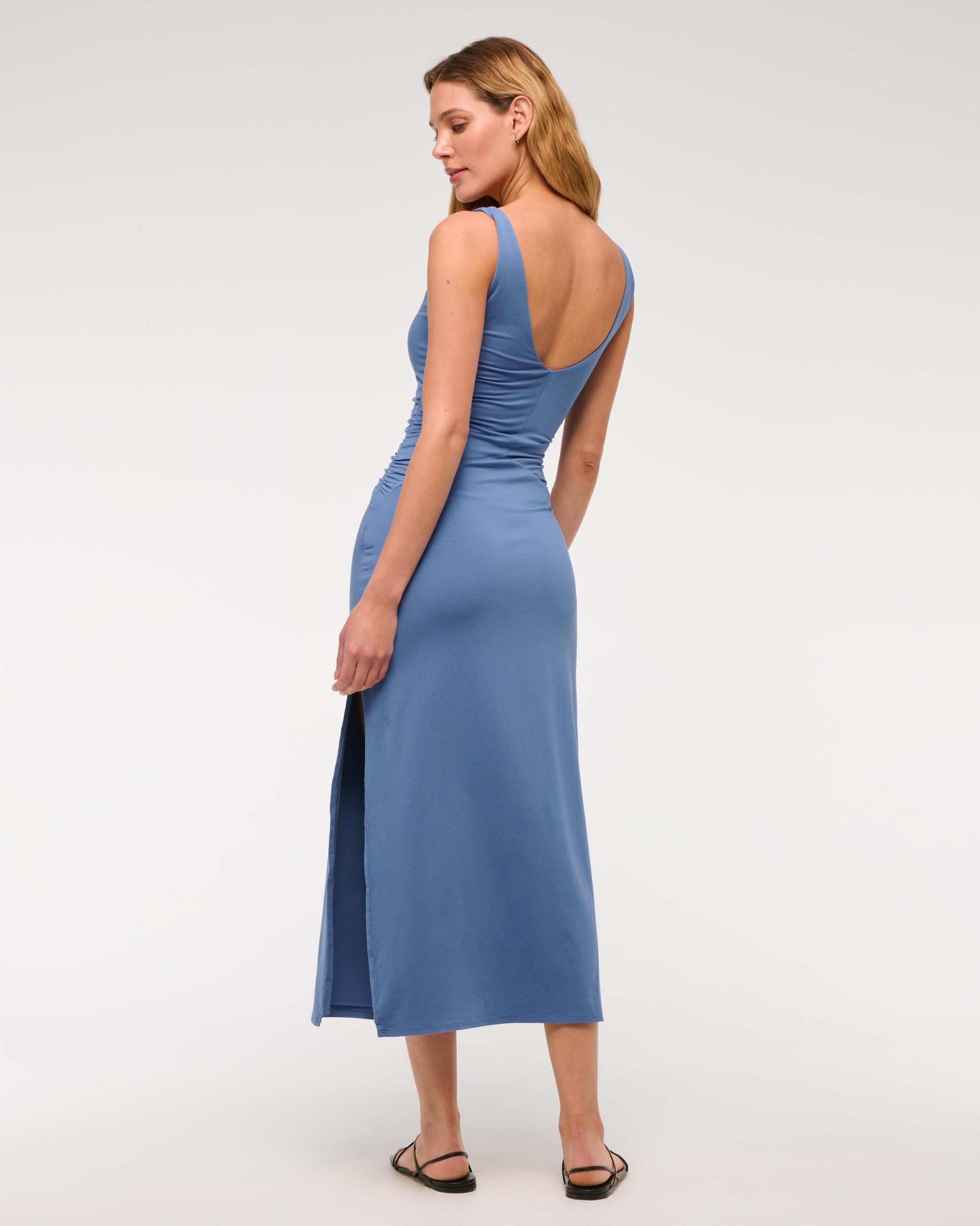 Bra-Free Ruched Knit Midi Dress Product Image