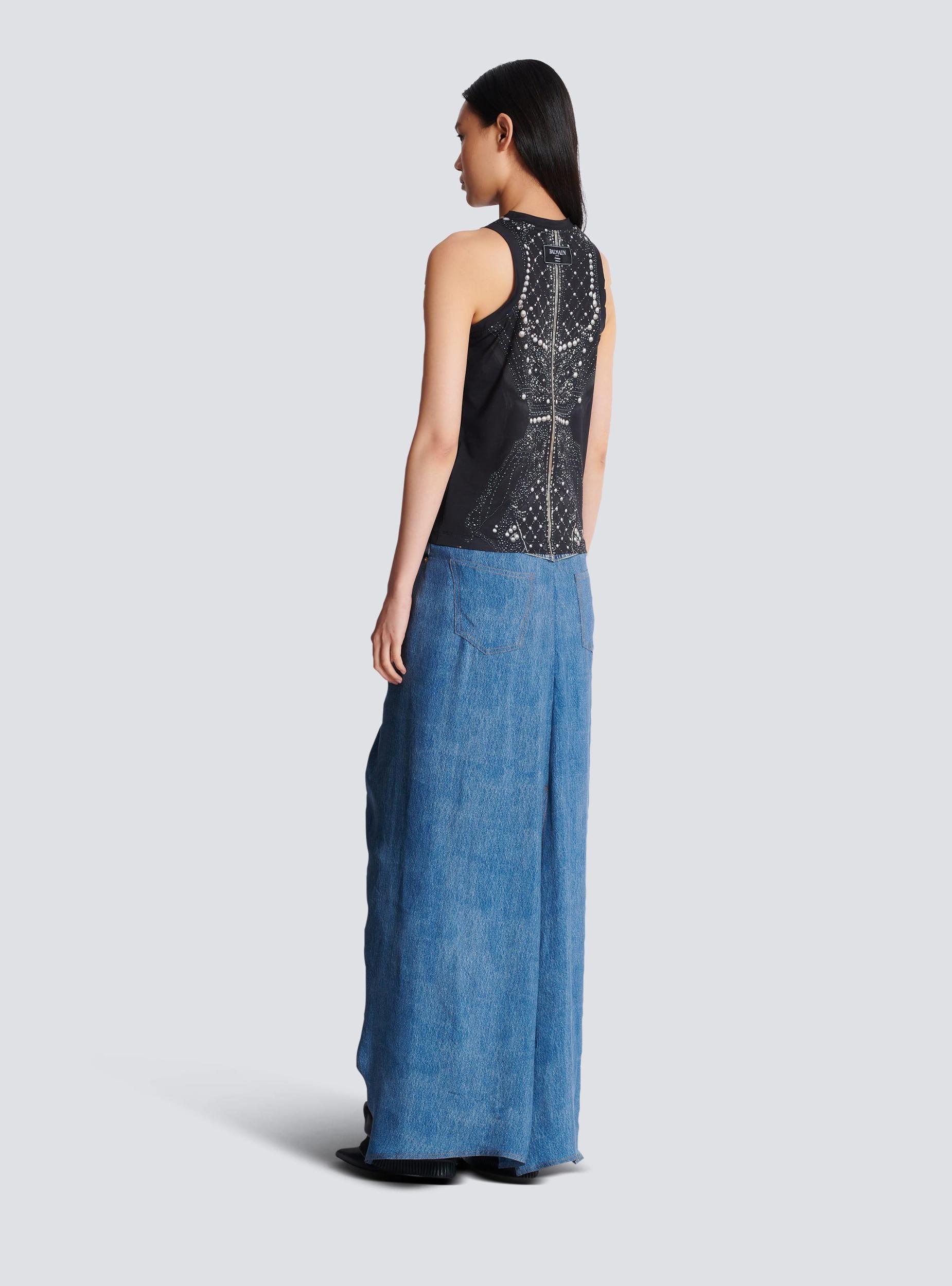 Soft tank top with faux embroidery print Product Image