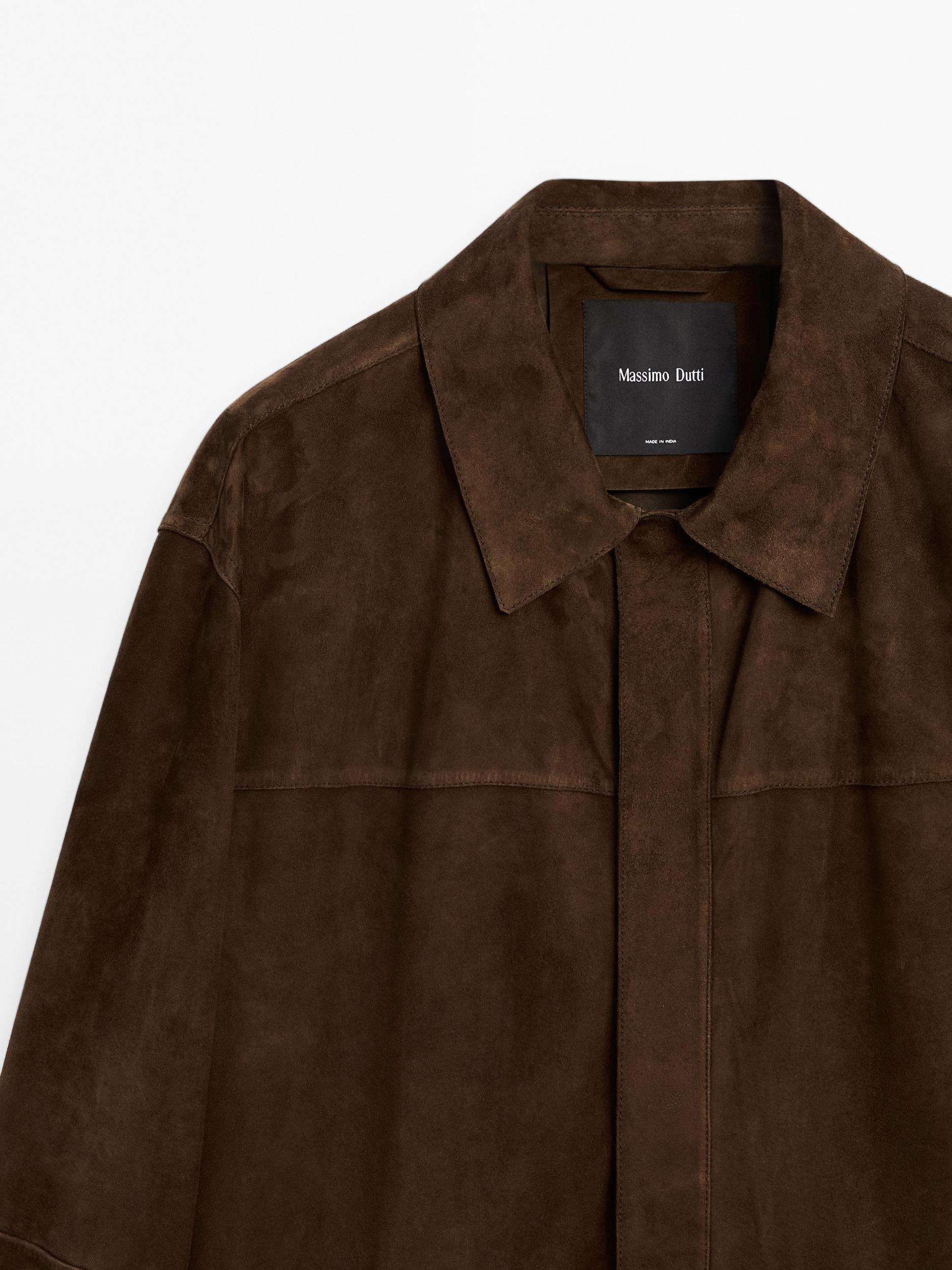 Lightweight suede leather overshirt Product Image