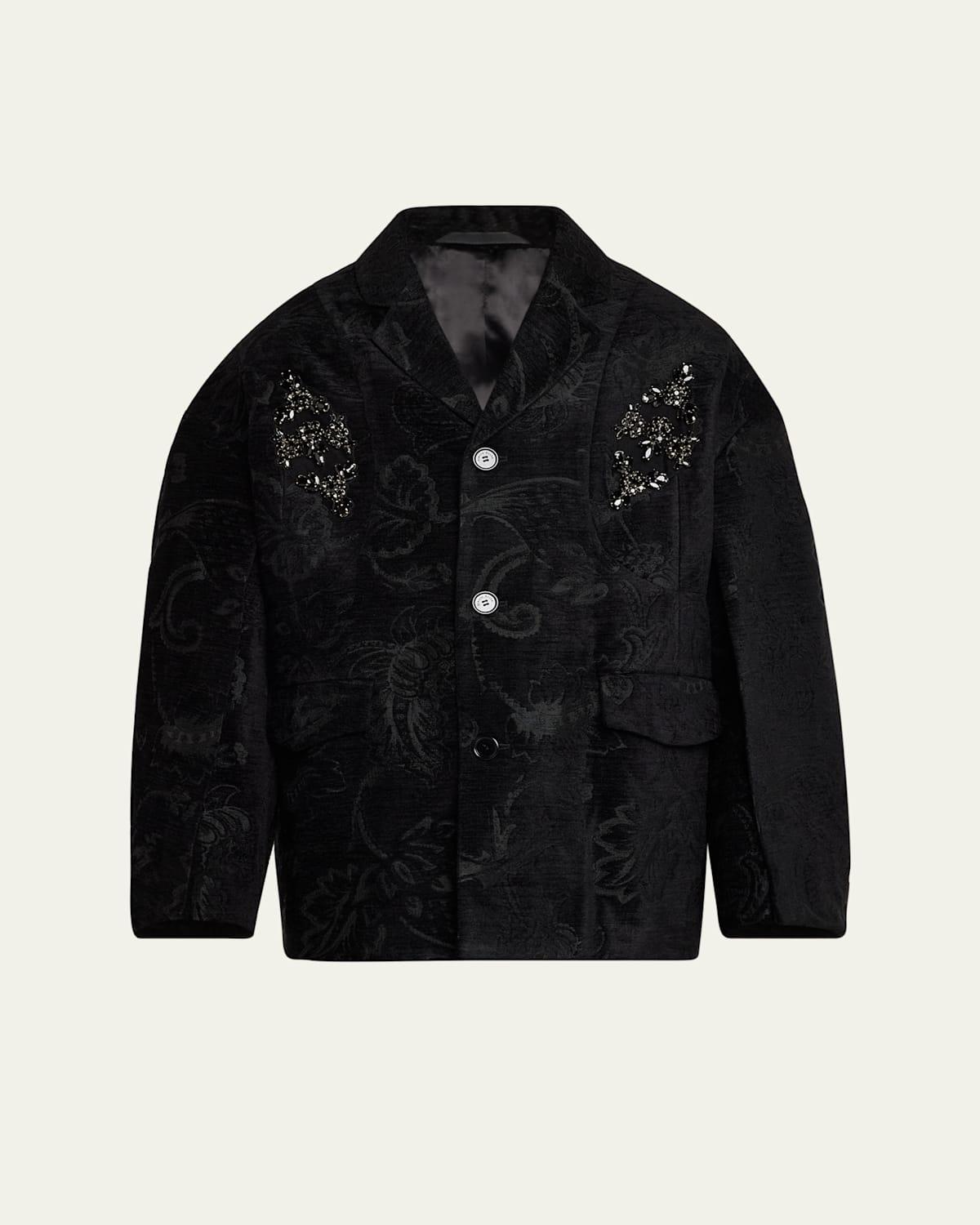 Men's Embellished Boxy Armour Tapestry Jacket Product Image
