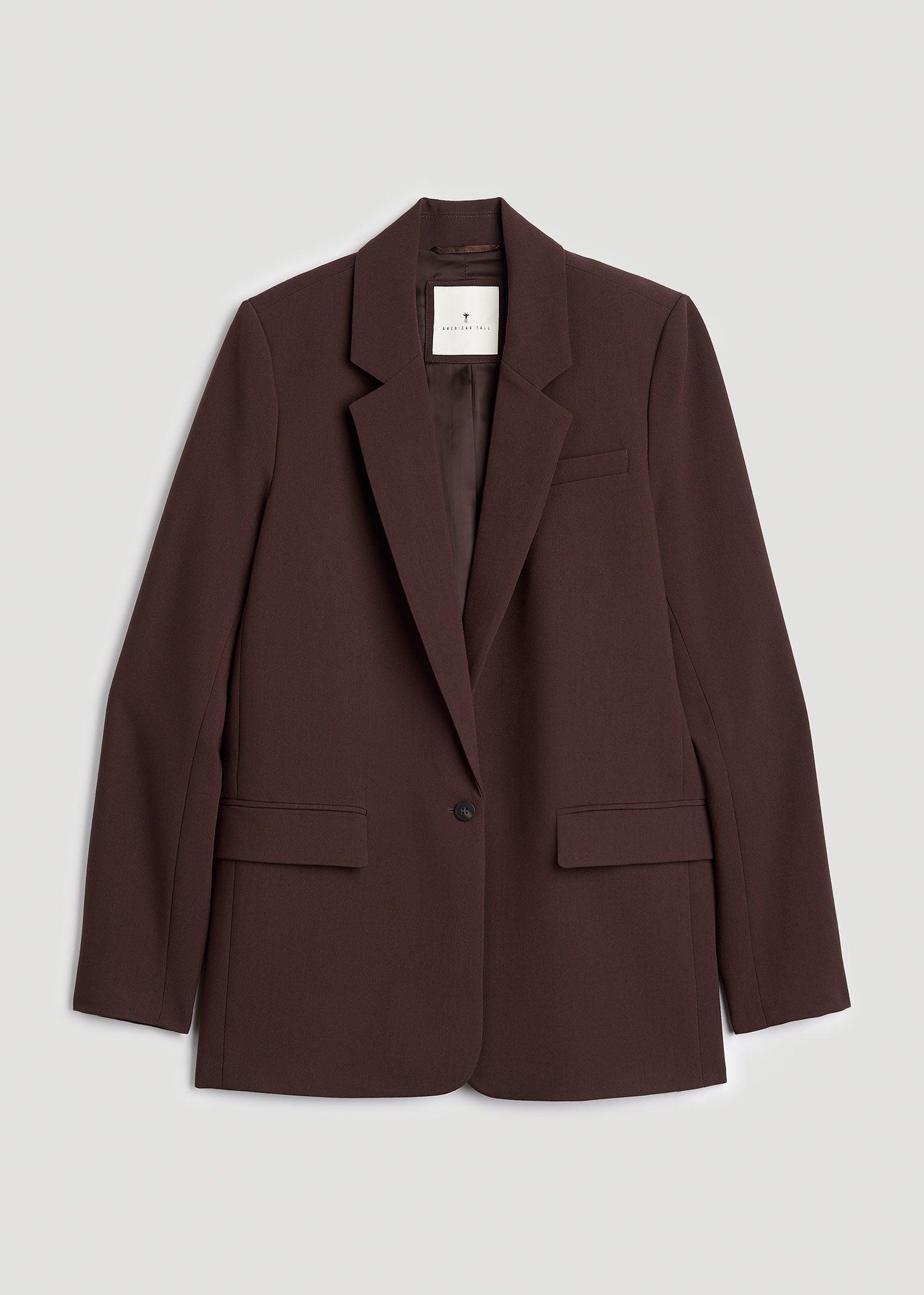 Boyfriend Fit Single-Button Blazer for Tall Women in Chestnut Female Product Image