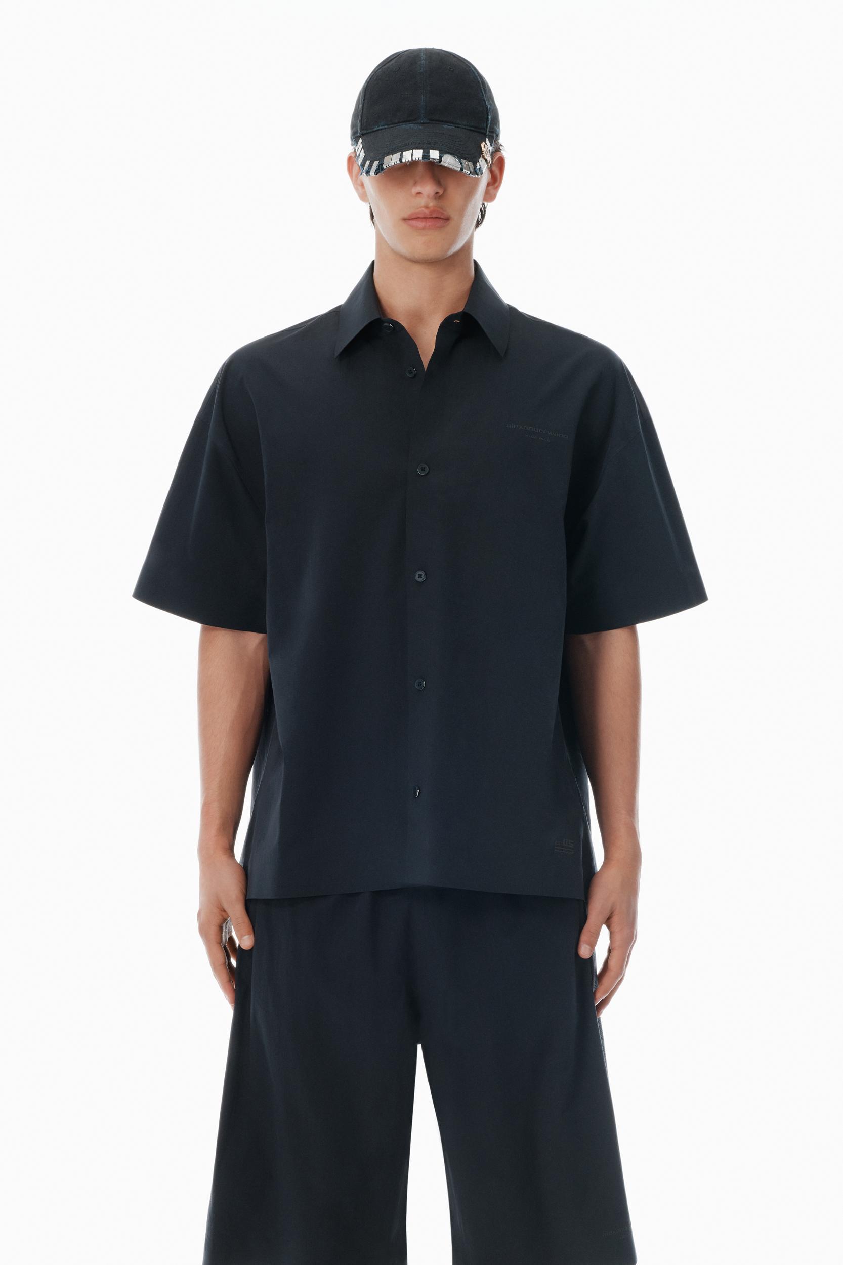 Black Laser-cut Logo Button Up Shirt Product Image